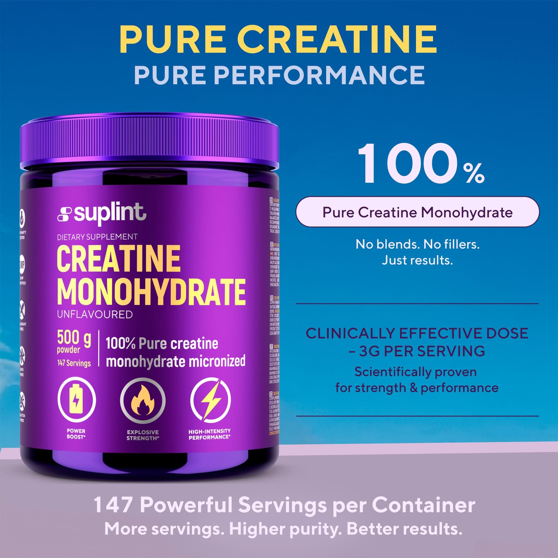 SUPLINT Сreatin Monohydrat Pulver 500 g – Bild 4