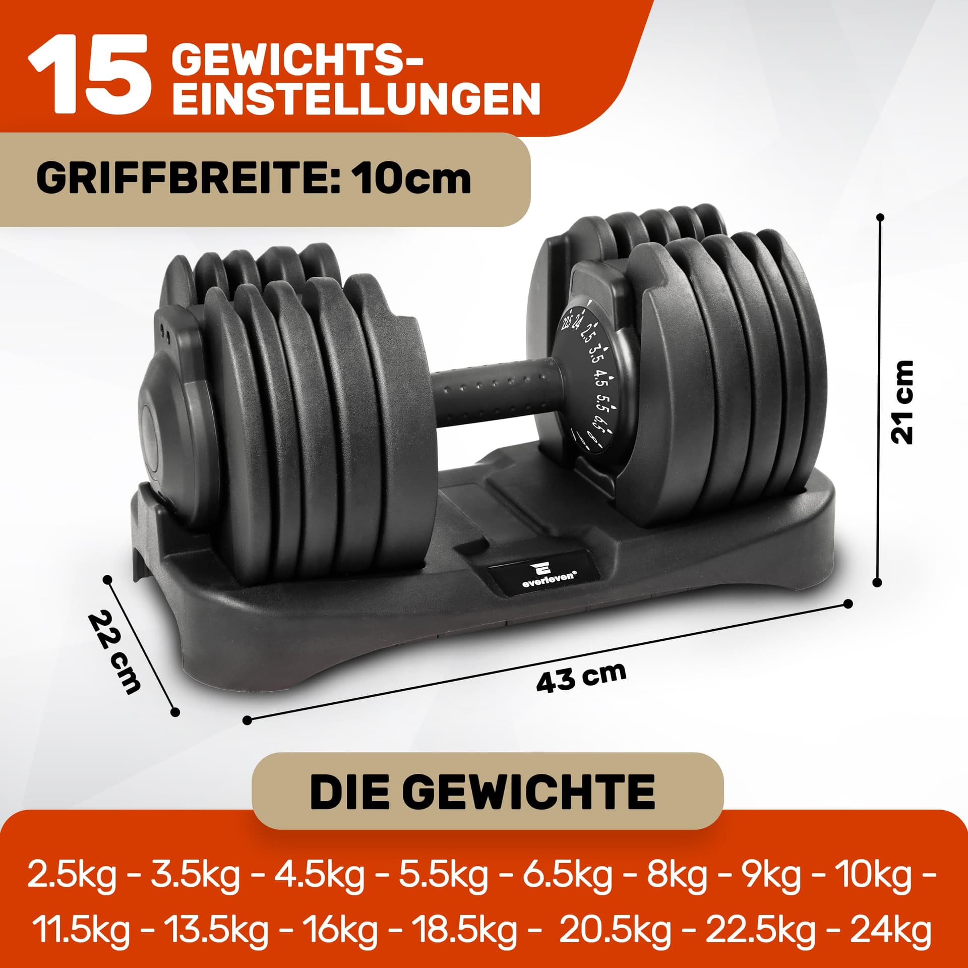 Verstellbare Kurzhantel Set 2x24kg – Bild 5