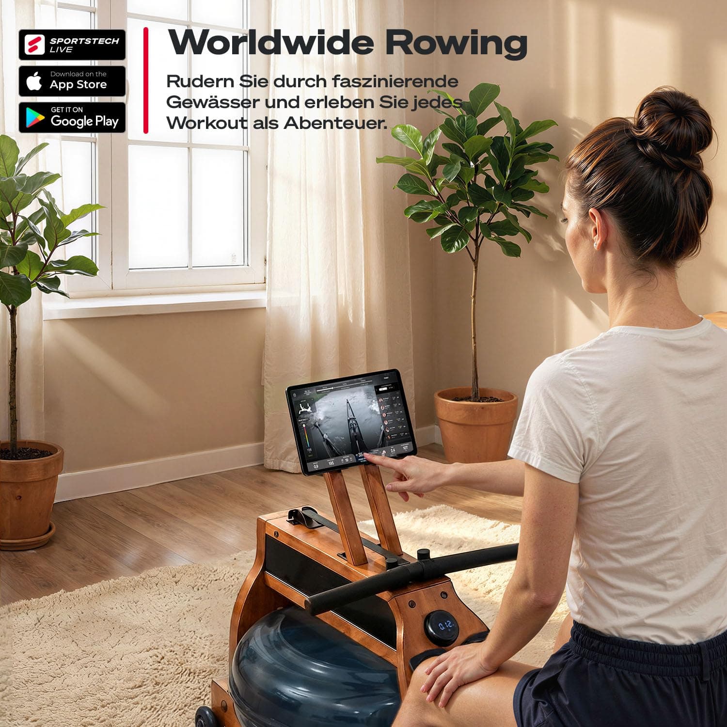 Sportstech Rudergerät für Zuhause mit Wasser- oder Magnetwiderstand, bis 150 kg – Bild 7