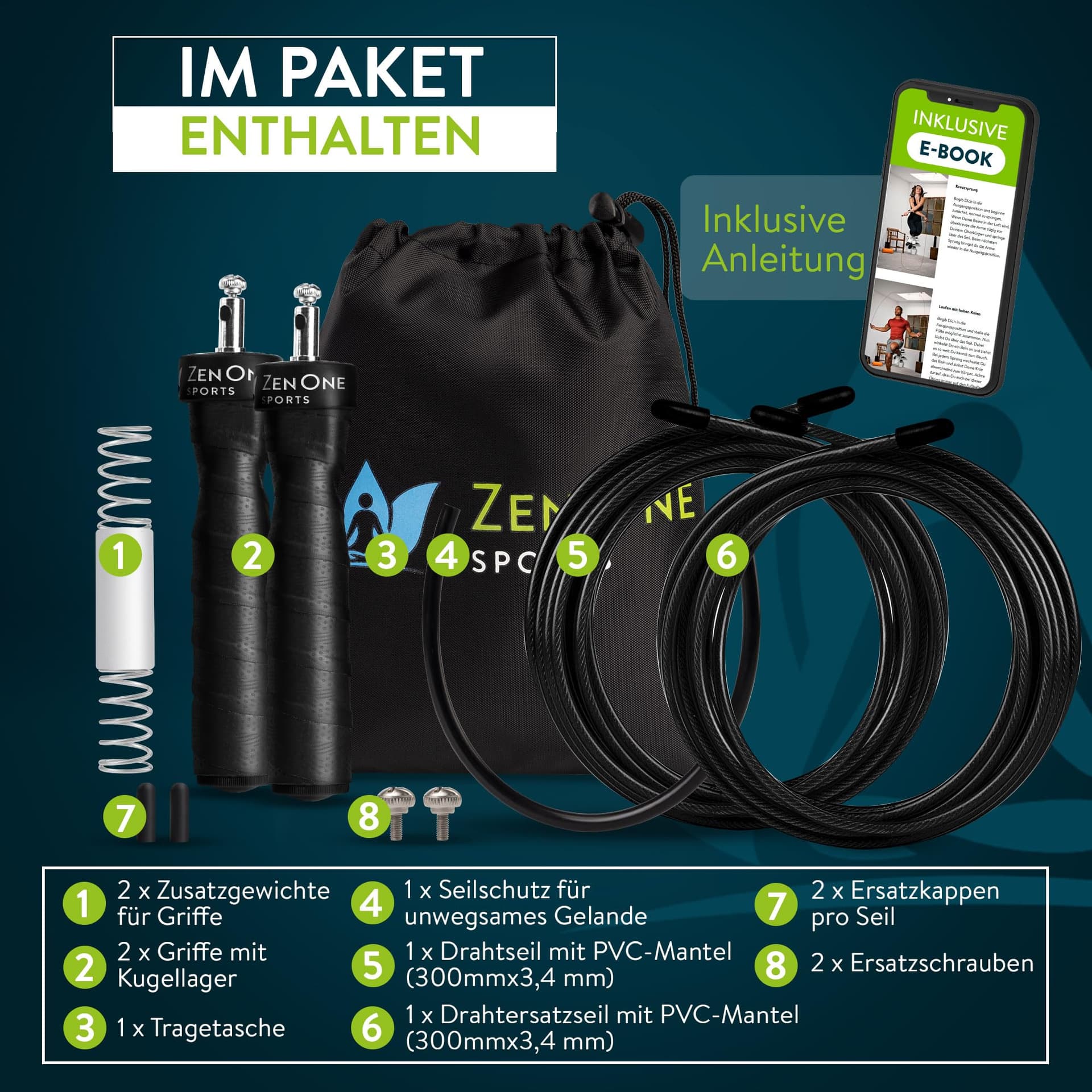 ZenOne Sports ® Springseil I Jump Rope für Erwachsene I – Bild 2