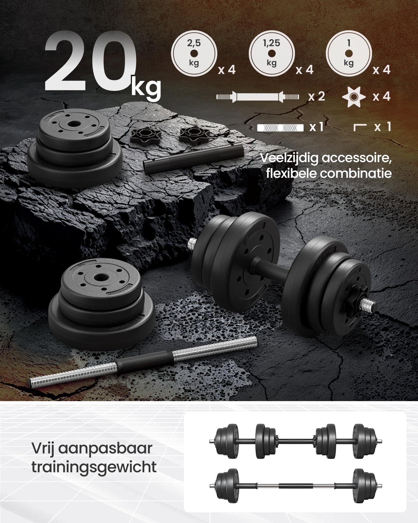 SONGMICS Halterset,verstelbare kunststof dumbbell set – Bild 5