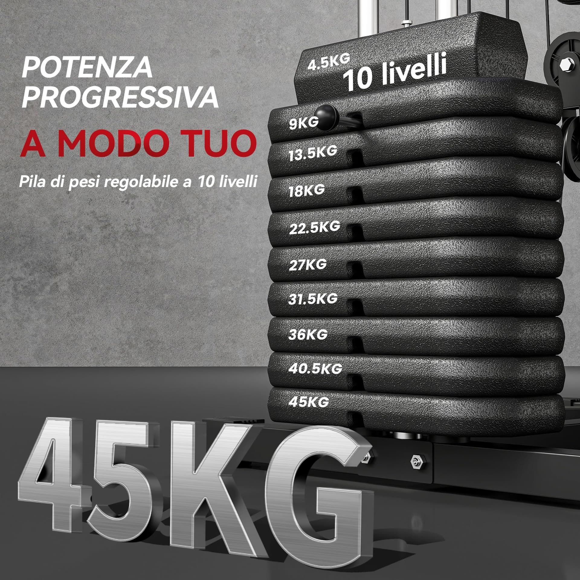 HOMCOM Stazione Fitness Multifunzione Power Tower con Pesi fino 45kg – Bild 4