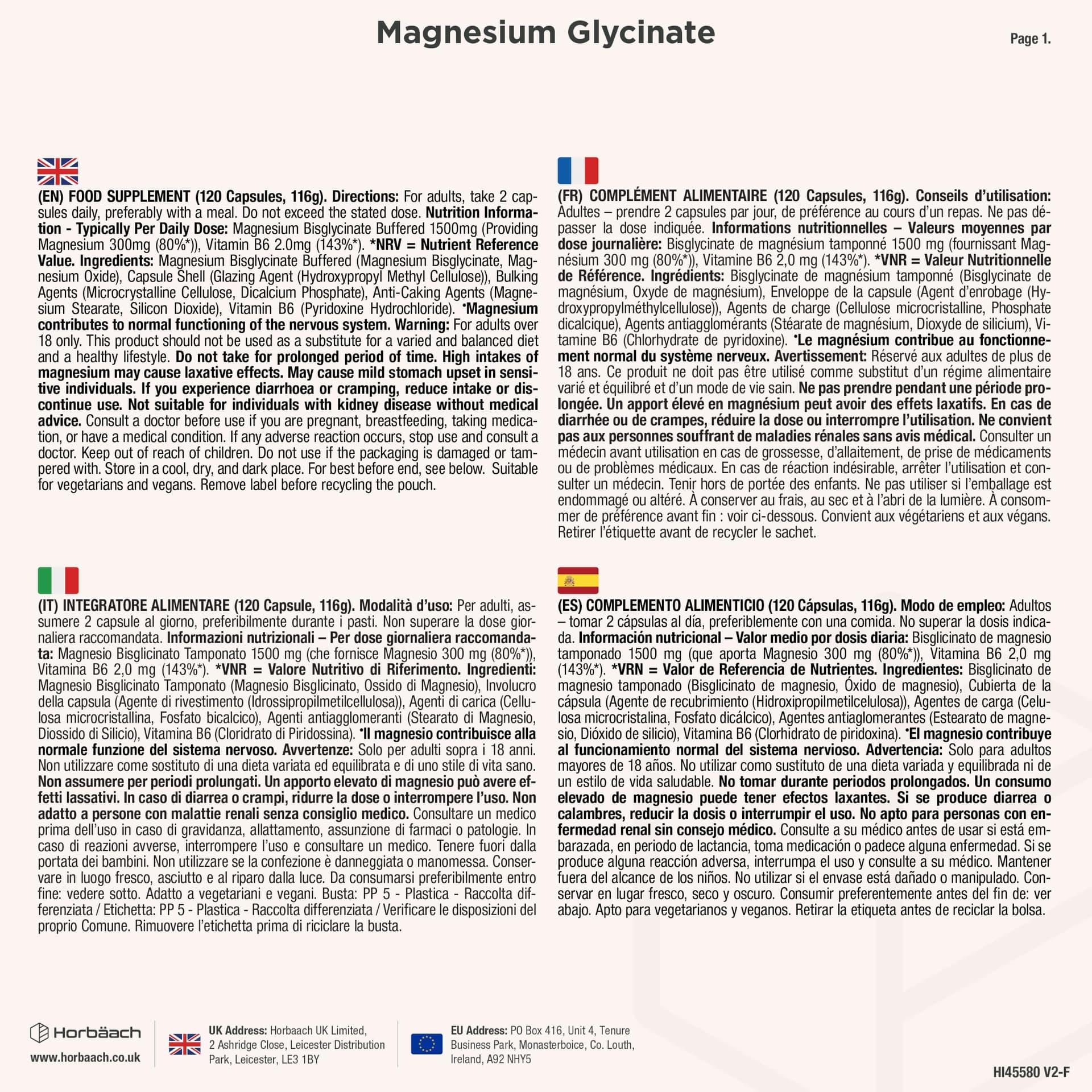 Horbäach Magnesium Glycinate 1500mg – Bild 4