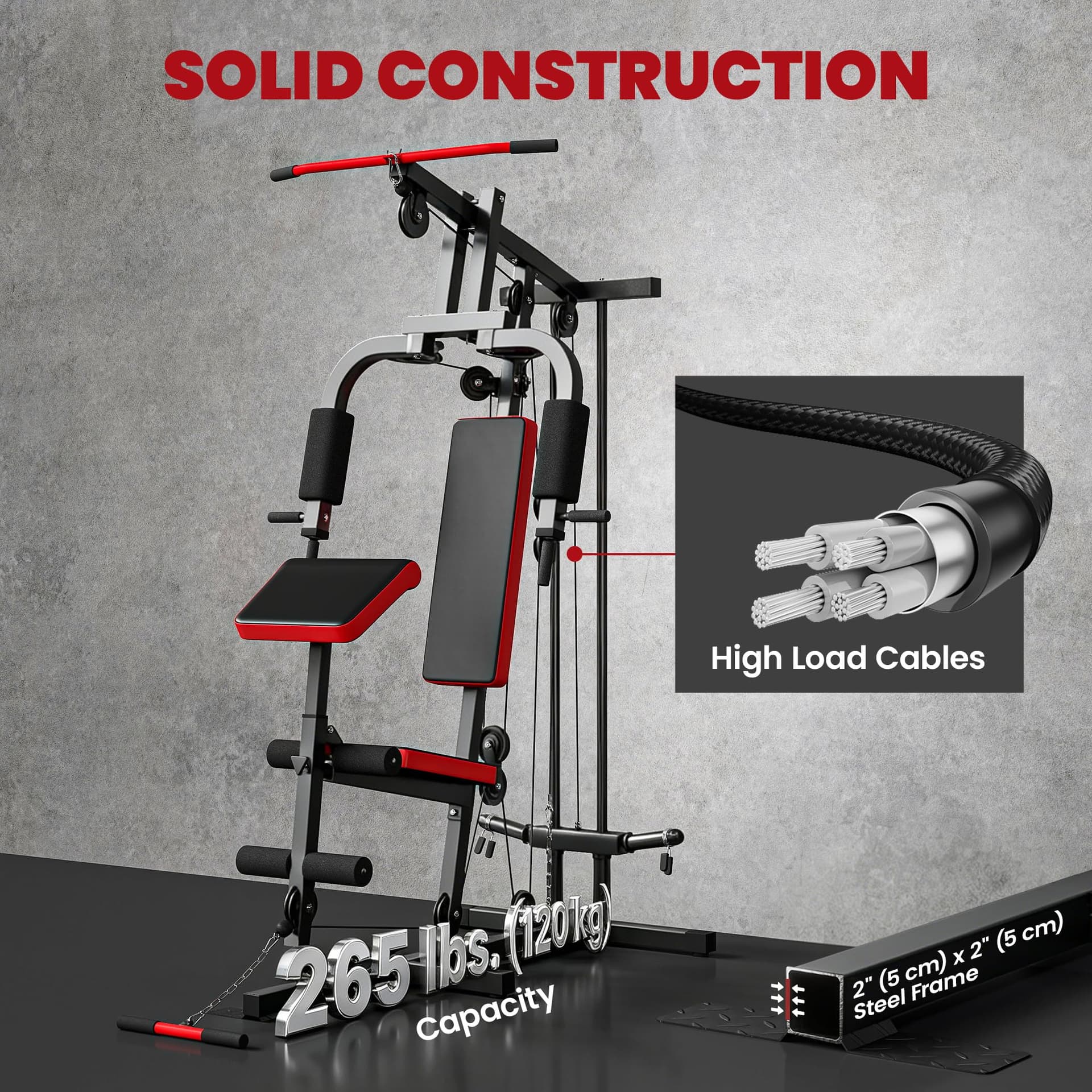 Soozier Home Gym Equipment, Multifunctional Weight Machine with Pulley System, 264lbs – Bild 7
