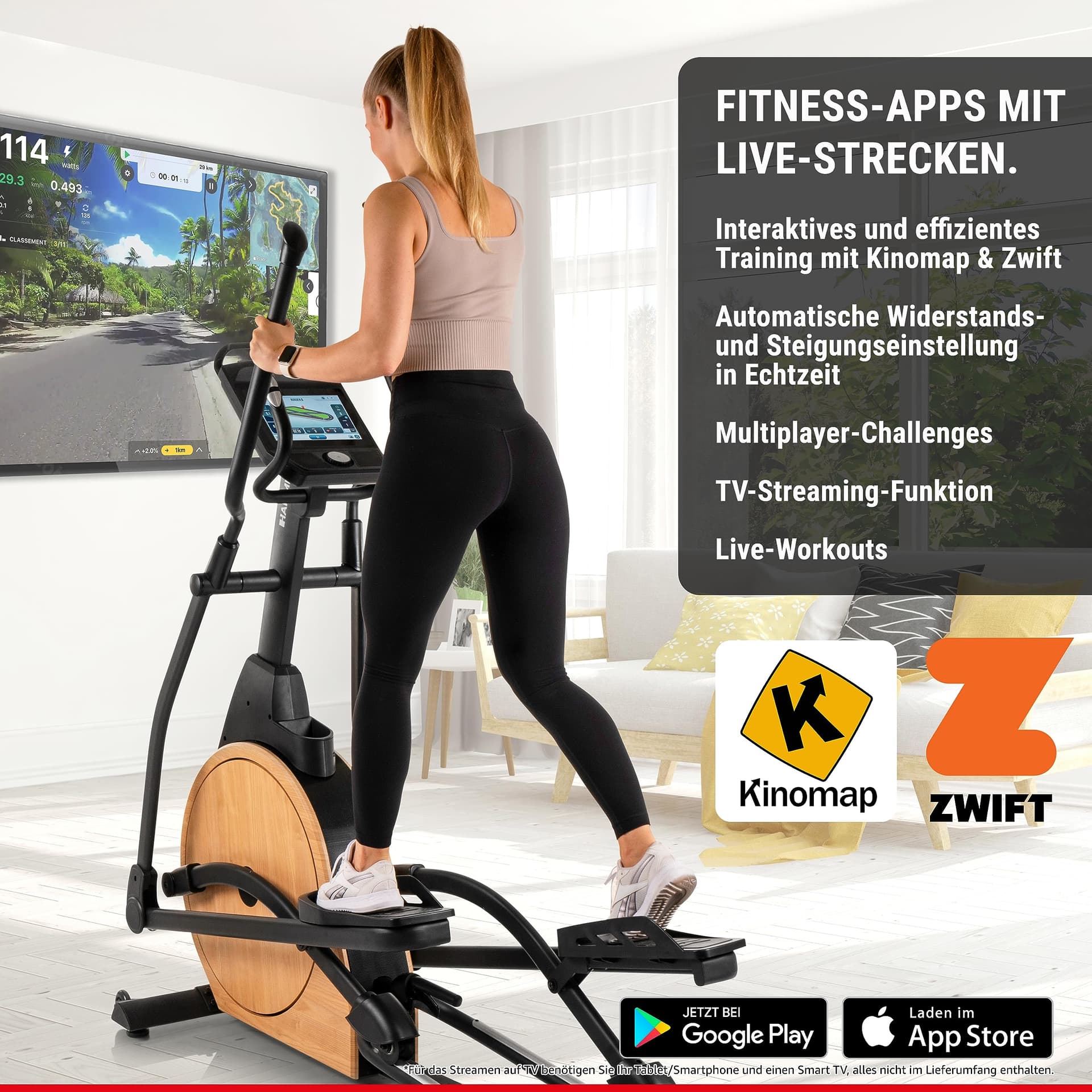 HAMMER Ellipsentrainer CrossPace 7.0 NorsK, 3-fache Steigung, 16 Programme, 20 kg – Bild 3