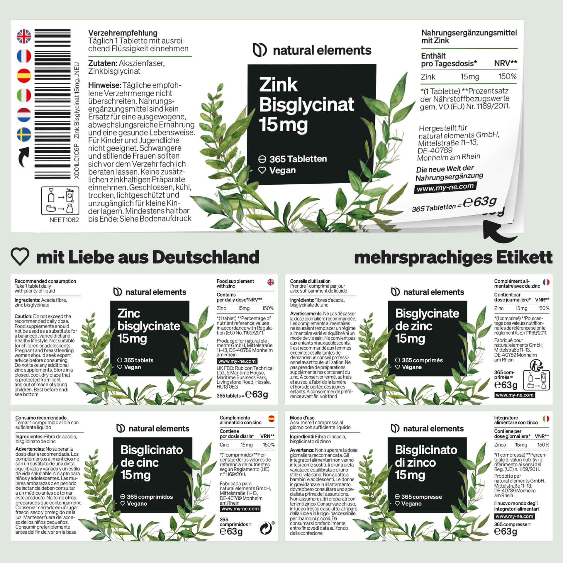 Natural Elements Zink 15mg – 365 Tabletten – Bild 5