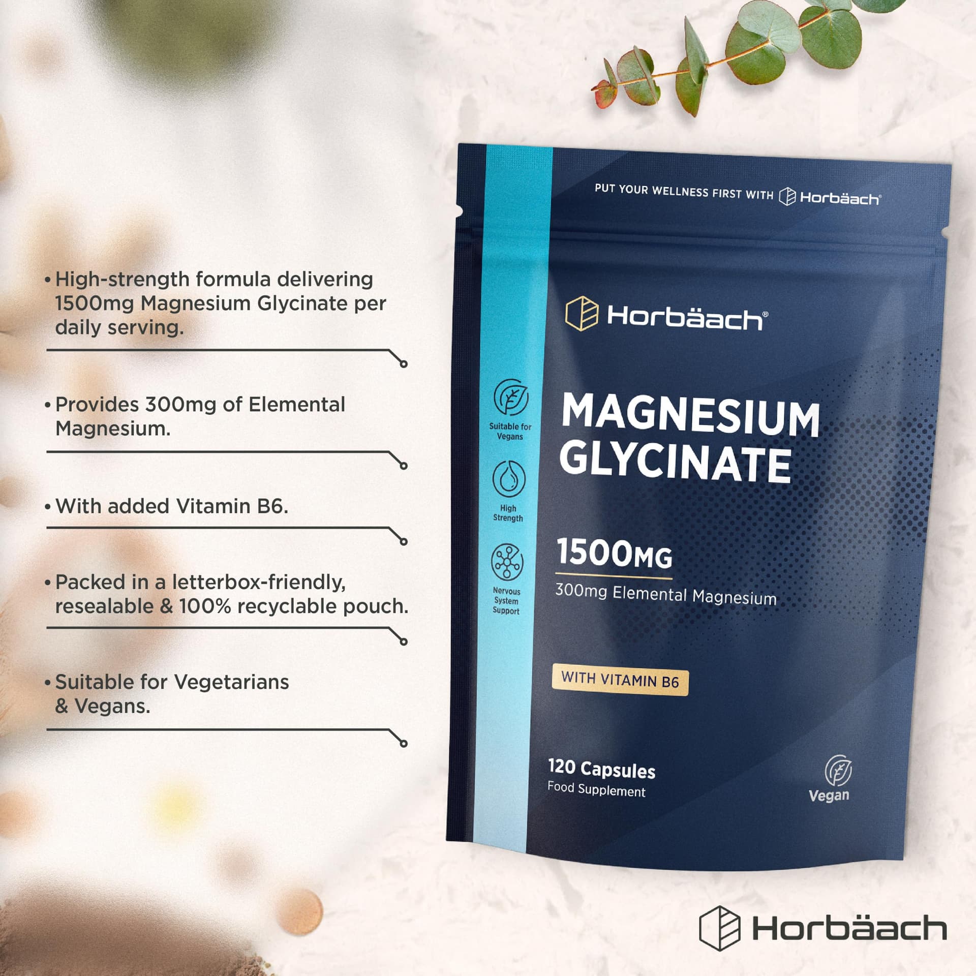 Horbäach Magnesium Glycinate 1500mg – Bild 2