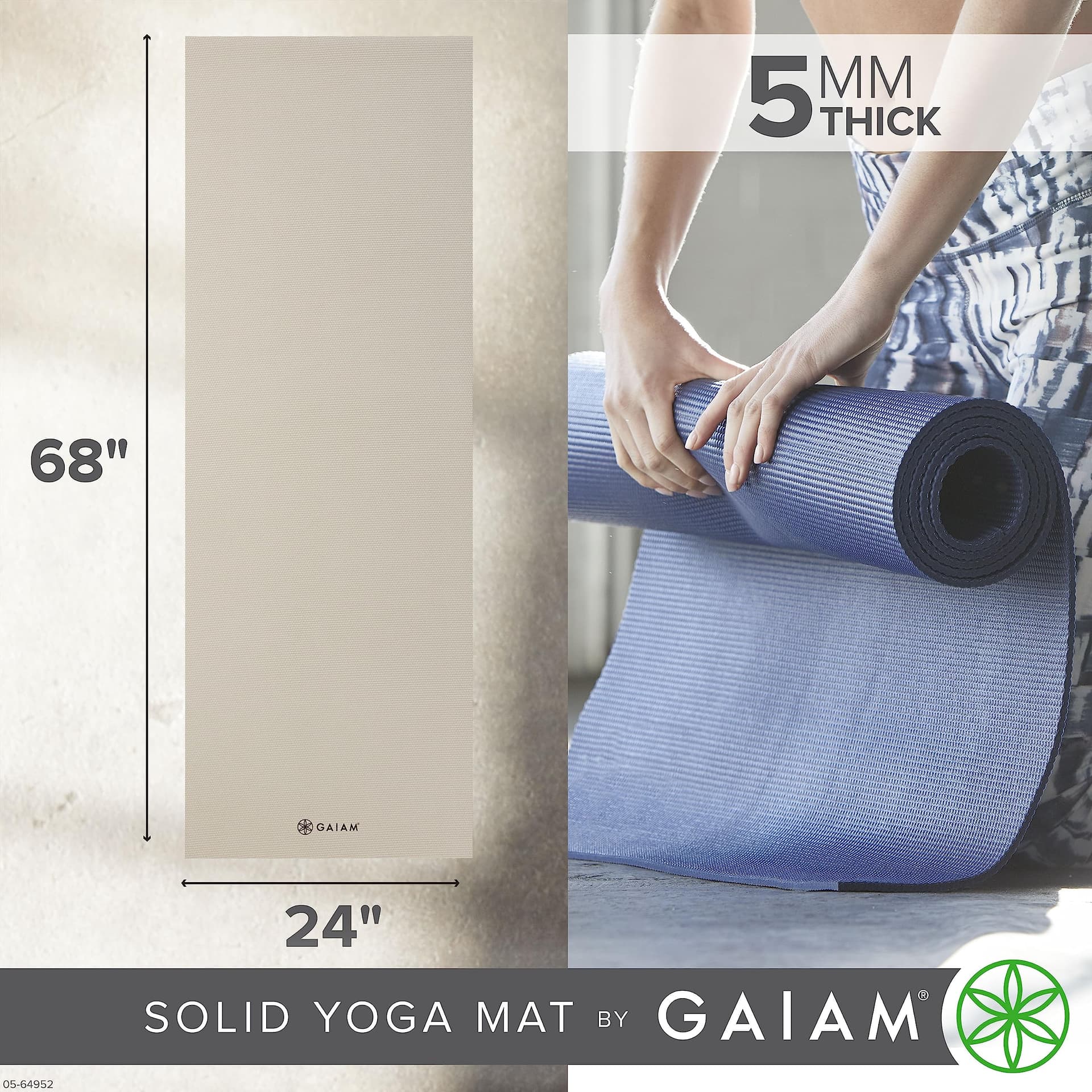Gaiam Yoga Mat Premium Solid Color Non Slip Exercise & – Bild 3