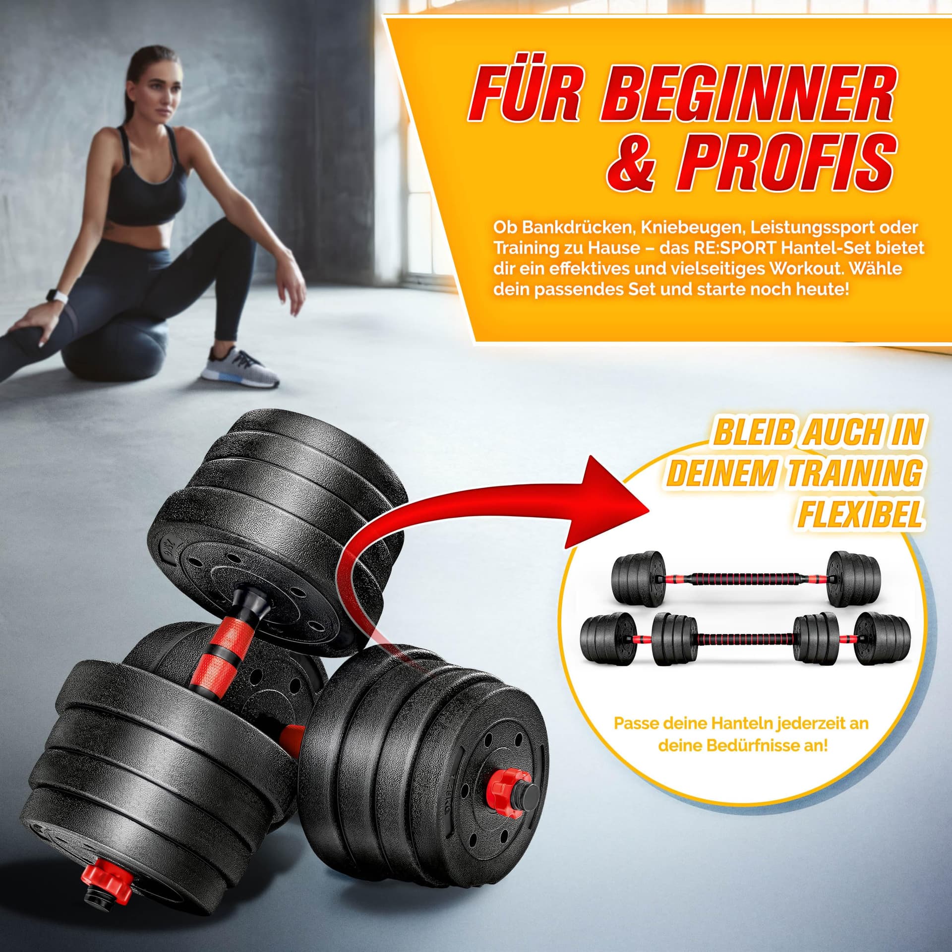 RE:SPORT 2-in-1 halterset, 30 kg – Bild 7