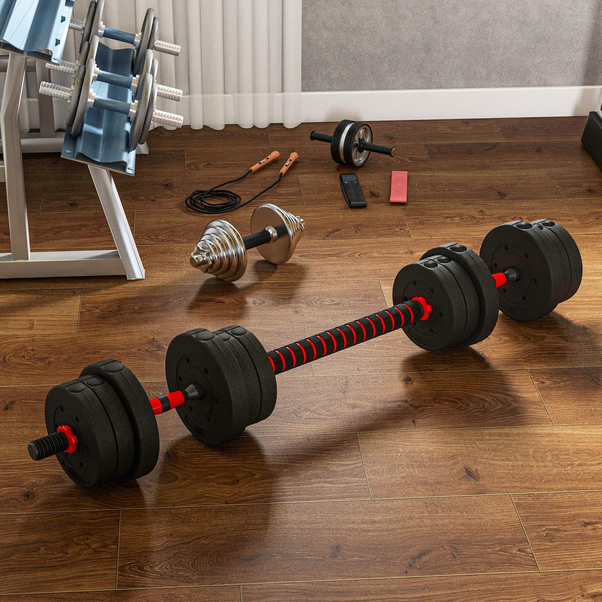 HOMCOM Kit Haltères Musculation 2-en-1, Lot de 2, 30 kg – Bild 8