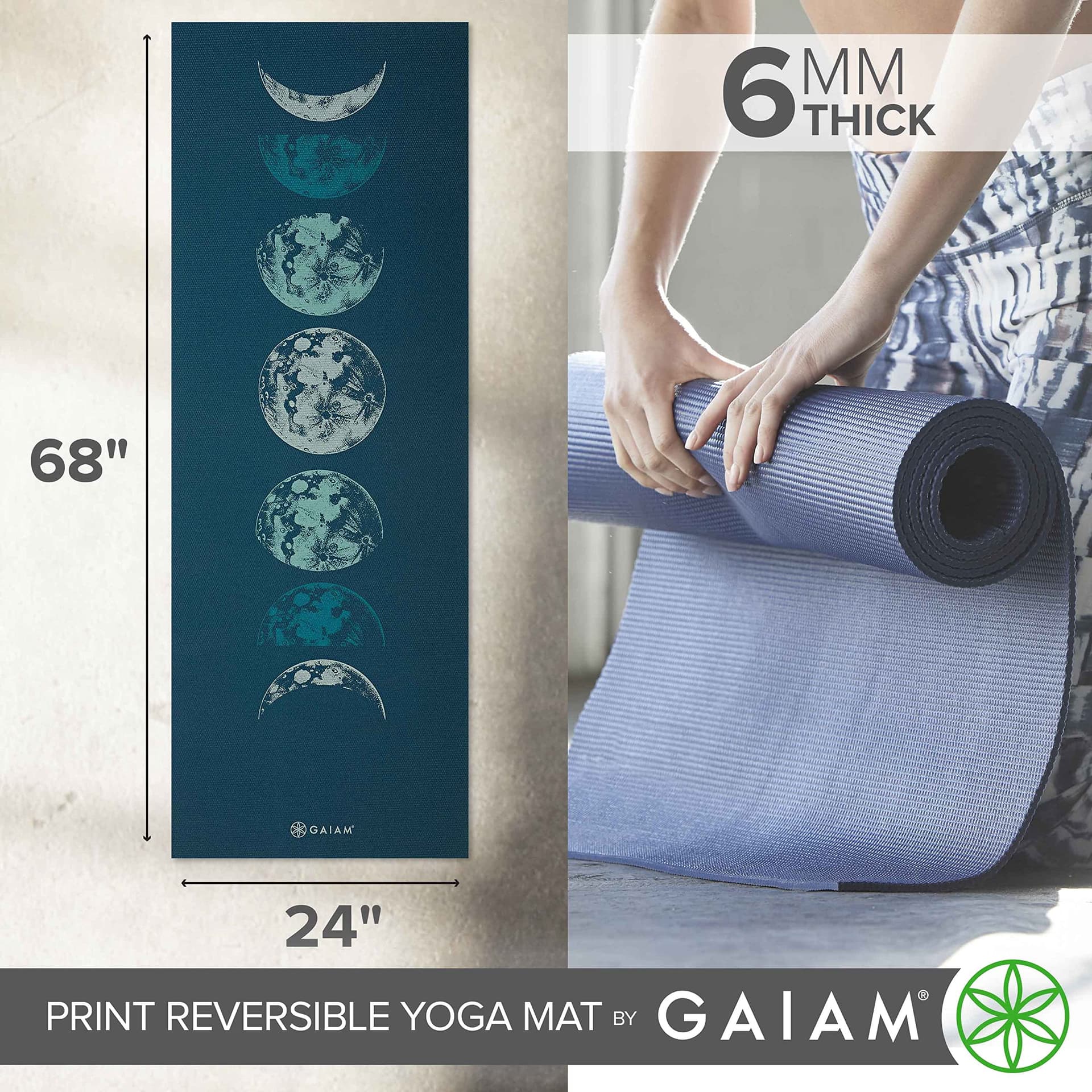 Gaiam Yoga Mat Premium Print Reversible Extra Thick Non – Bild 4