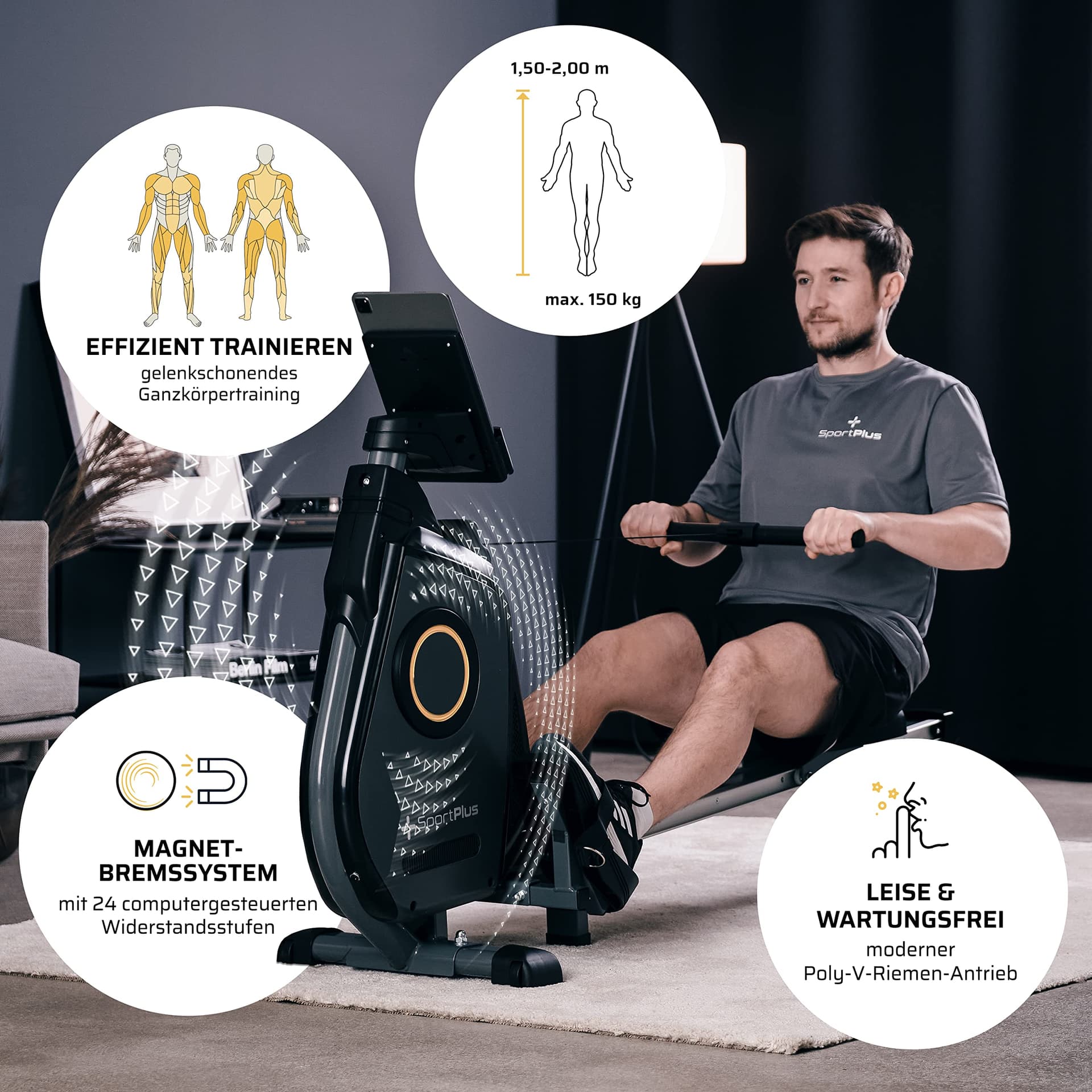 SportPlus Rudergerät für zuhause – Bild 3