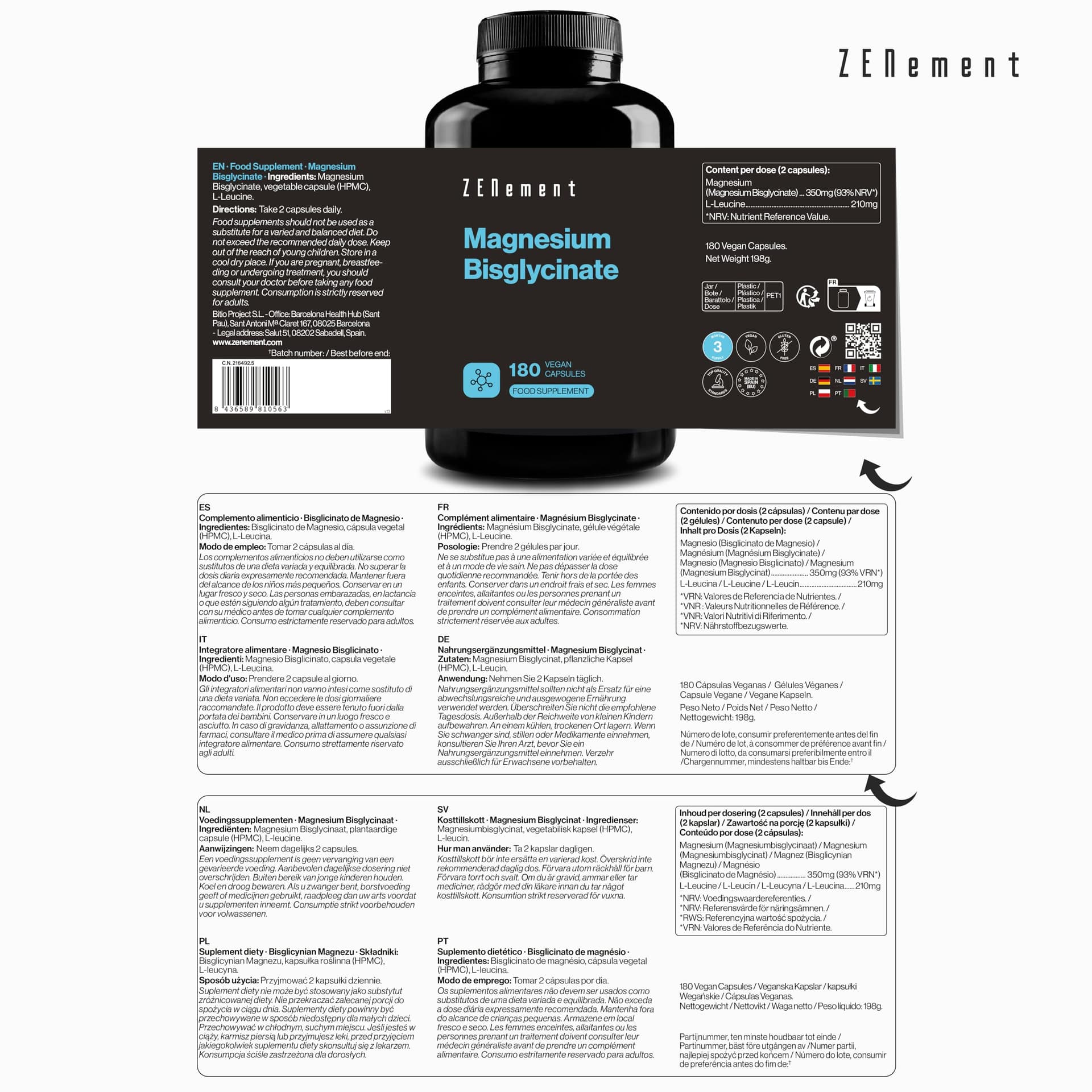 Zenement Magnesium Glycinate (Bisglycinate) – Bild 4