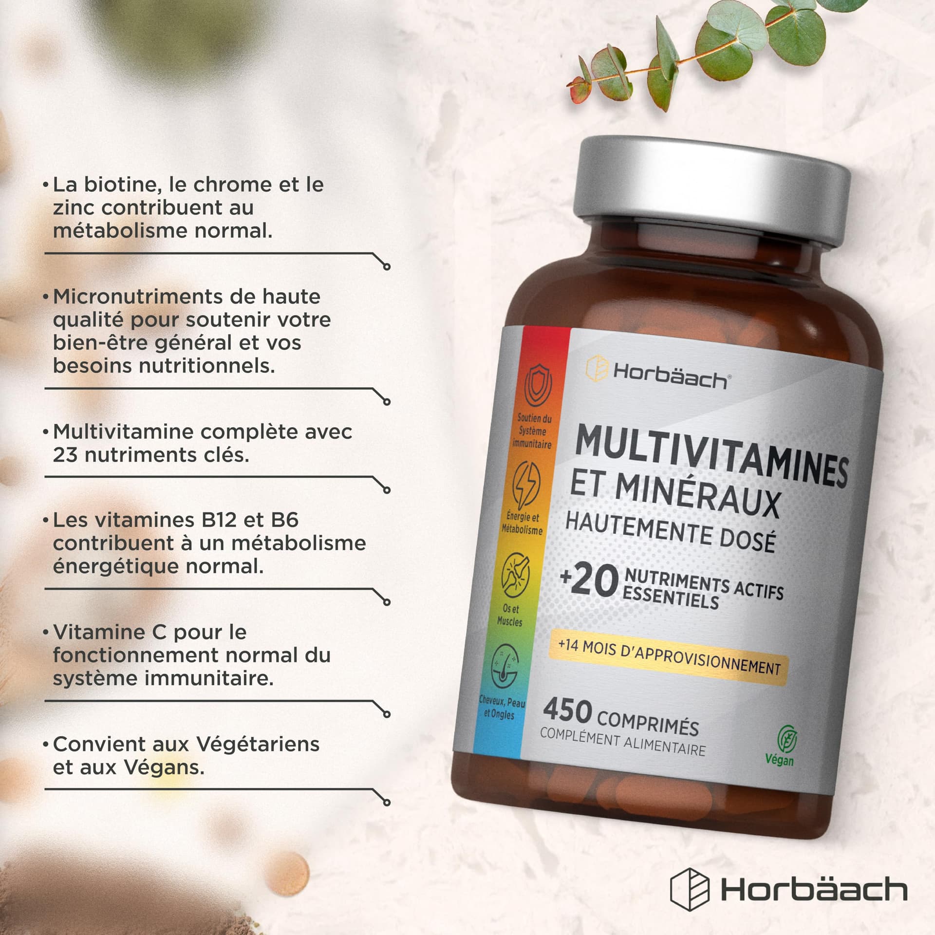 Horbäach Multivitamines et Minéraux pour Homme y Femme – Bild 2
