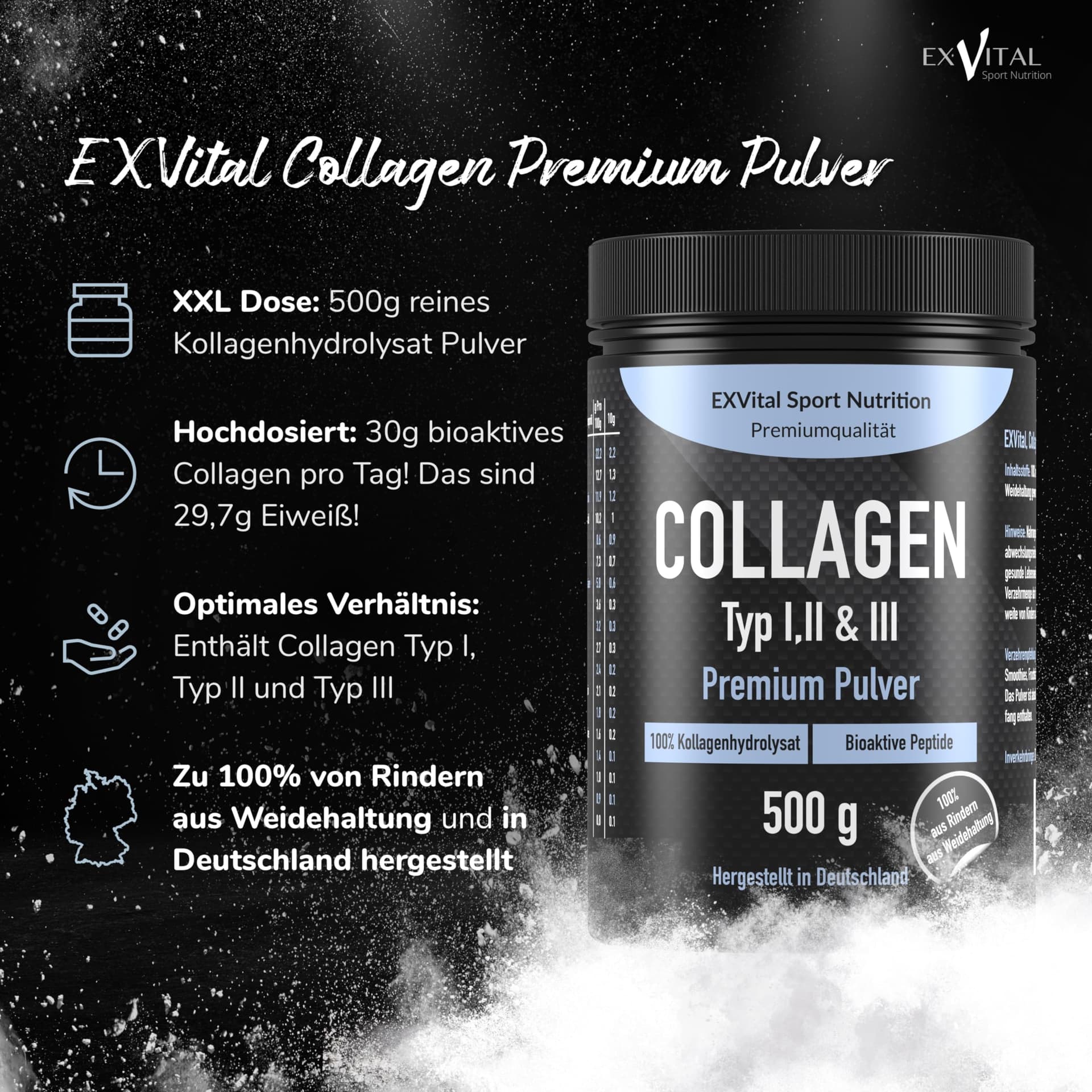 EXVital Collagen Pulver 500 Gramm – Bild 2