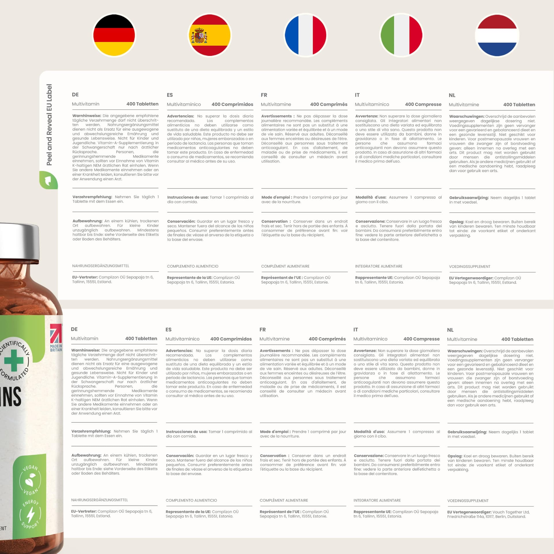 VitaBright Multivitamin Tabletten Hochdosiert | 27 Vitamine & Mineralstoffe A–Z | 400 Tabletten – Bild 8