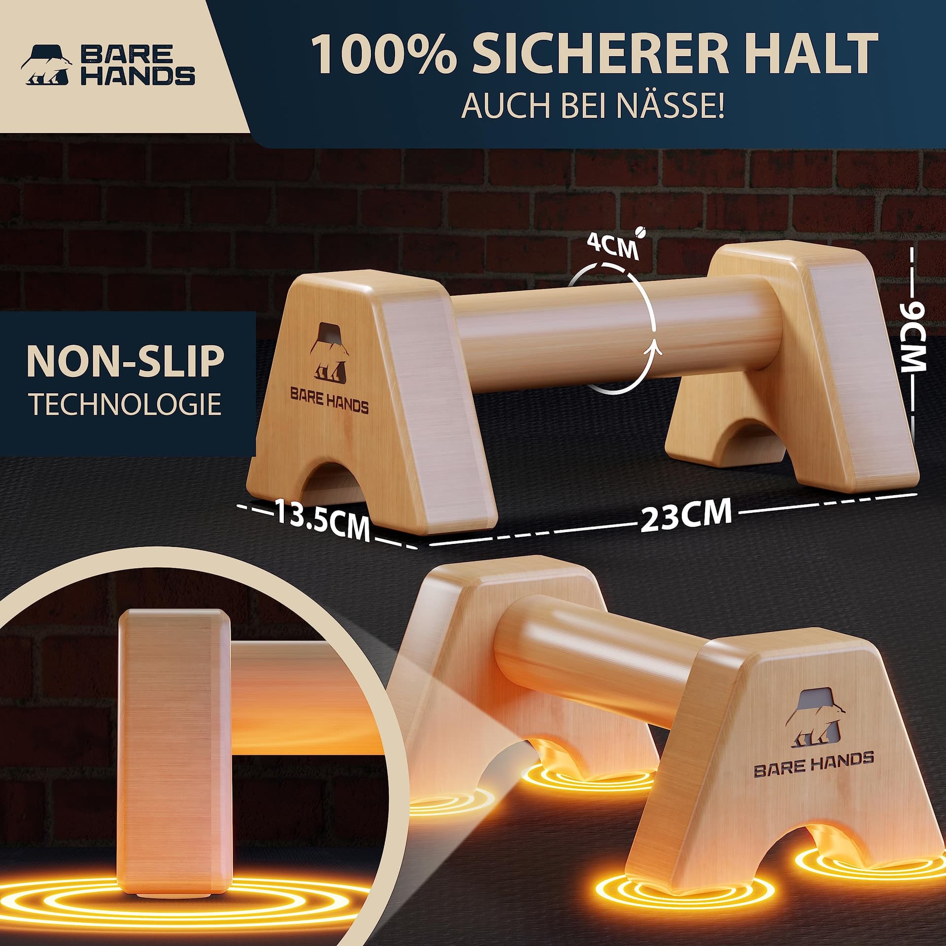 BARE HANDS Liegestützgriffe aus Holz – Bild 2