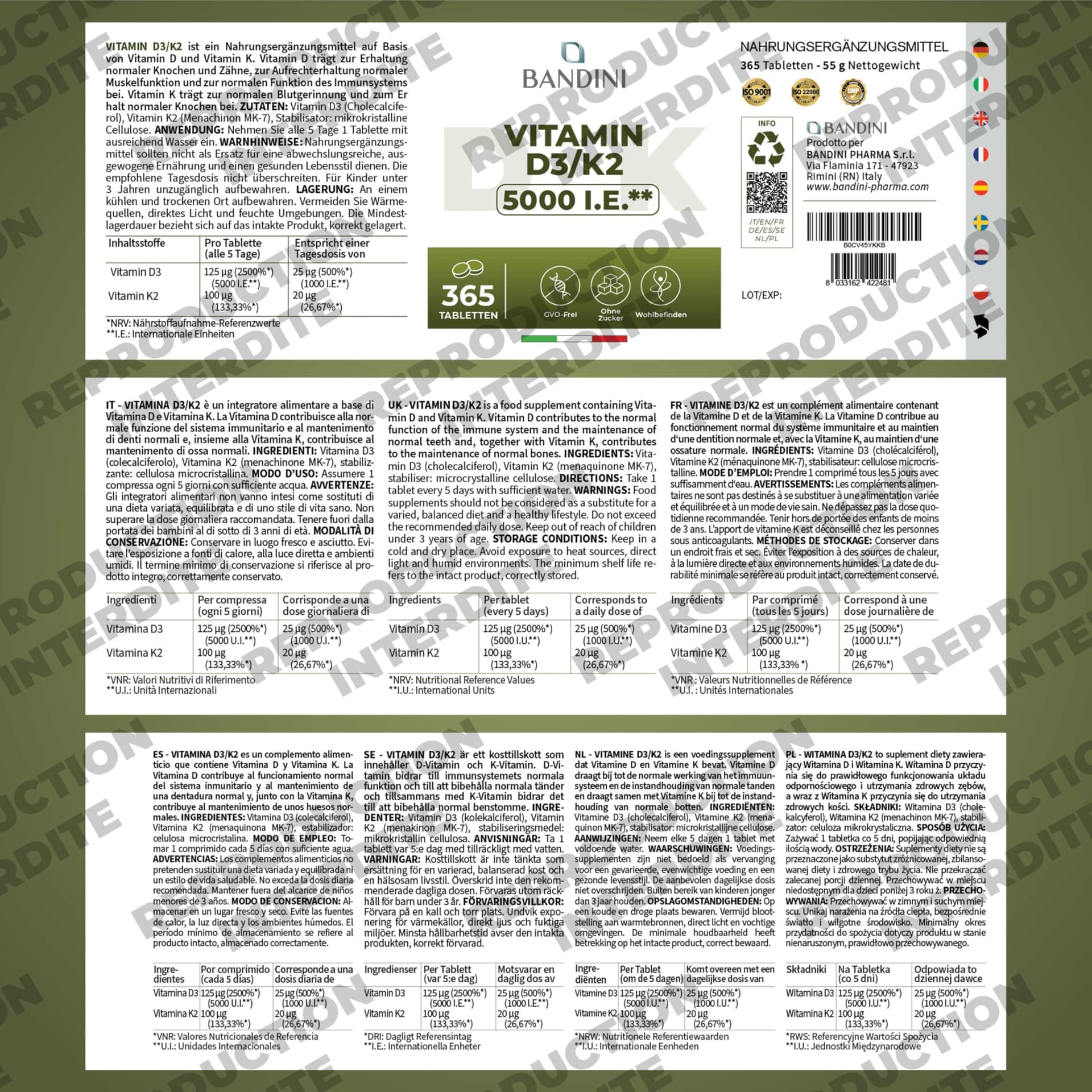 Bandini ® Vitamine D3 K2 365 Comprimés – Bild 5