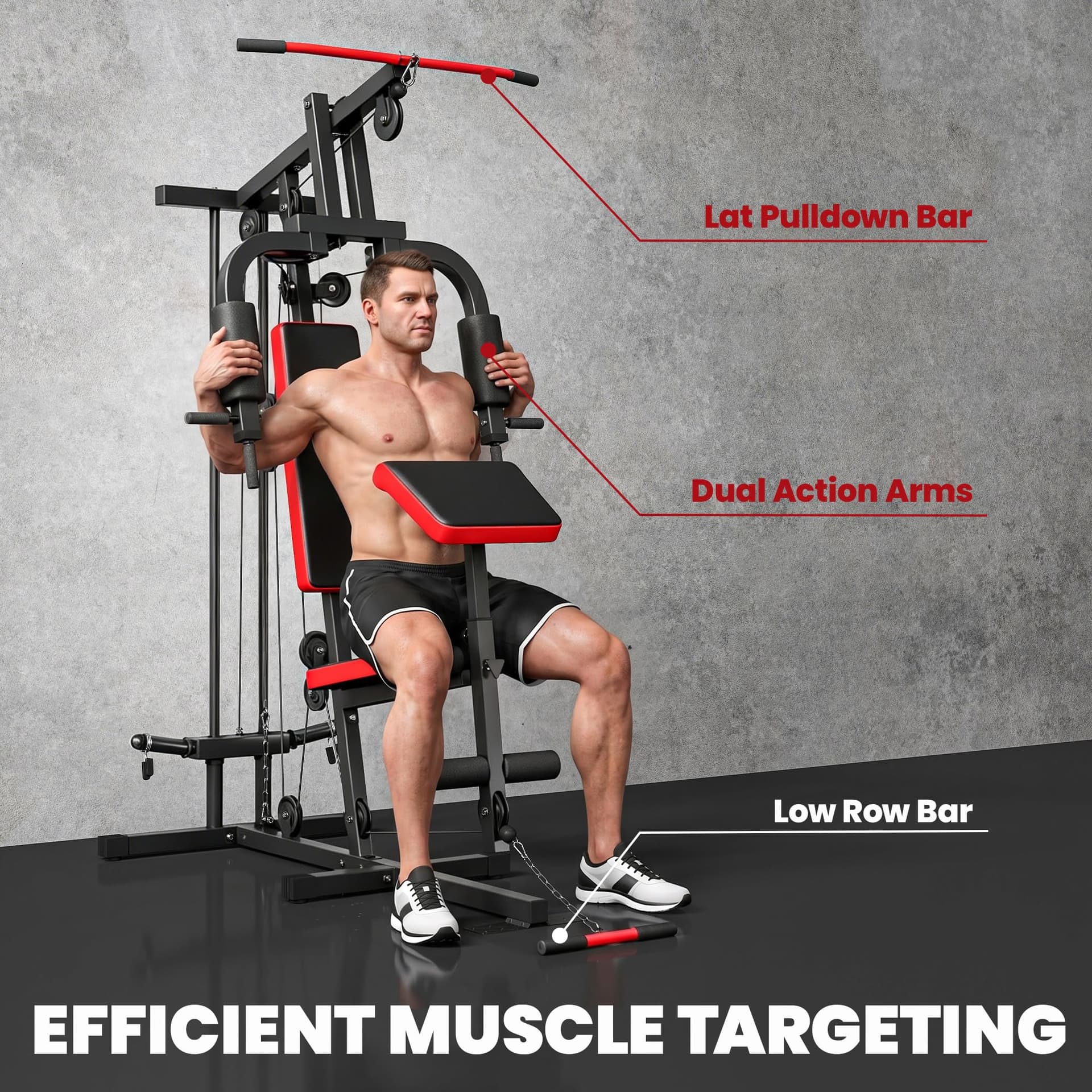 Soozier Home Gym Equipment, Multifunctional Weight Machine with Pulley System, 264lbs – Bild 6