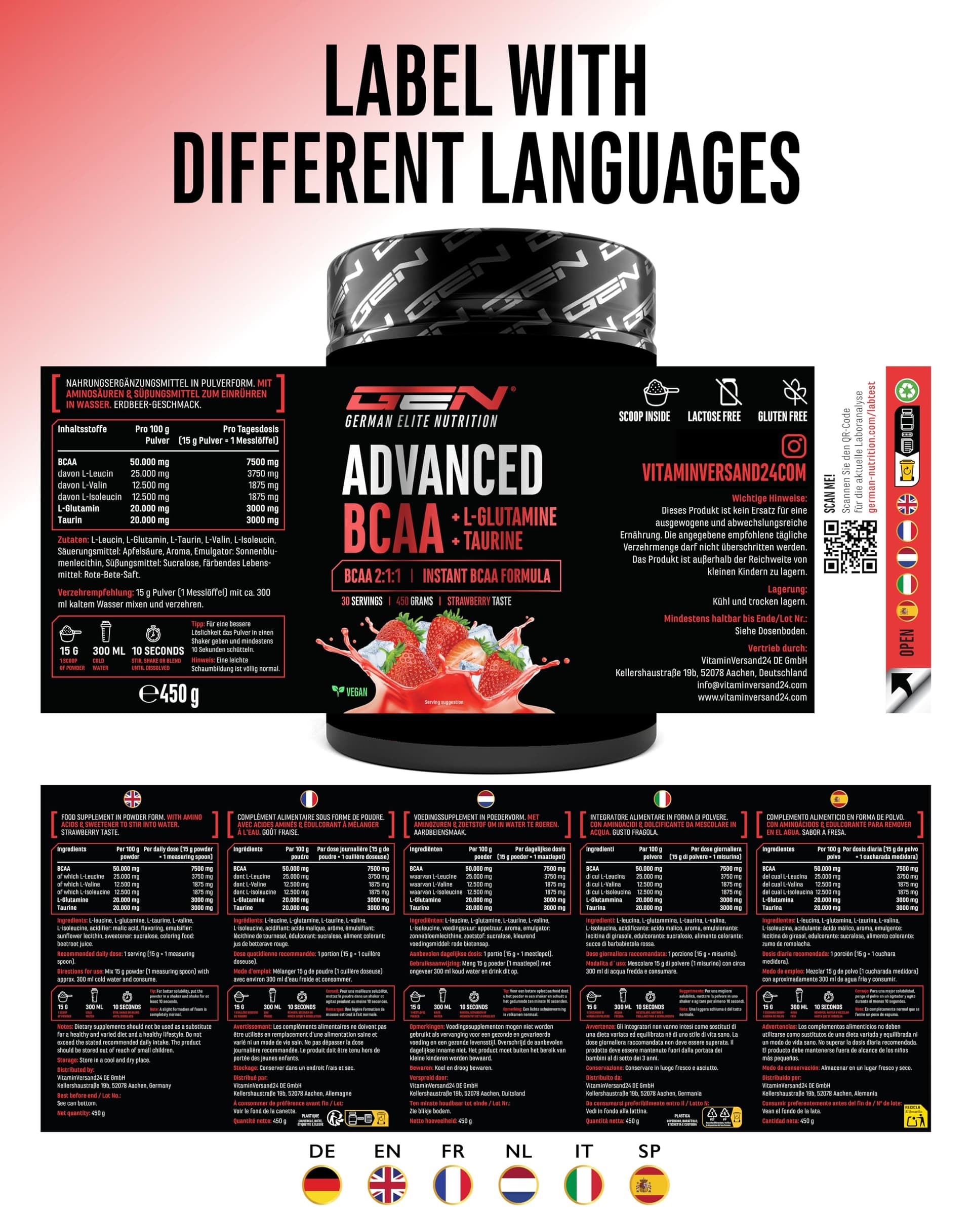 Advanced BCAA Pulver 450 g – Bild 7