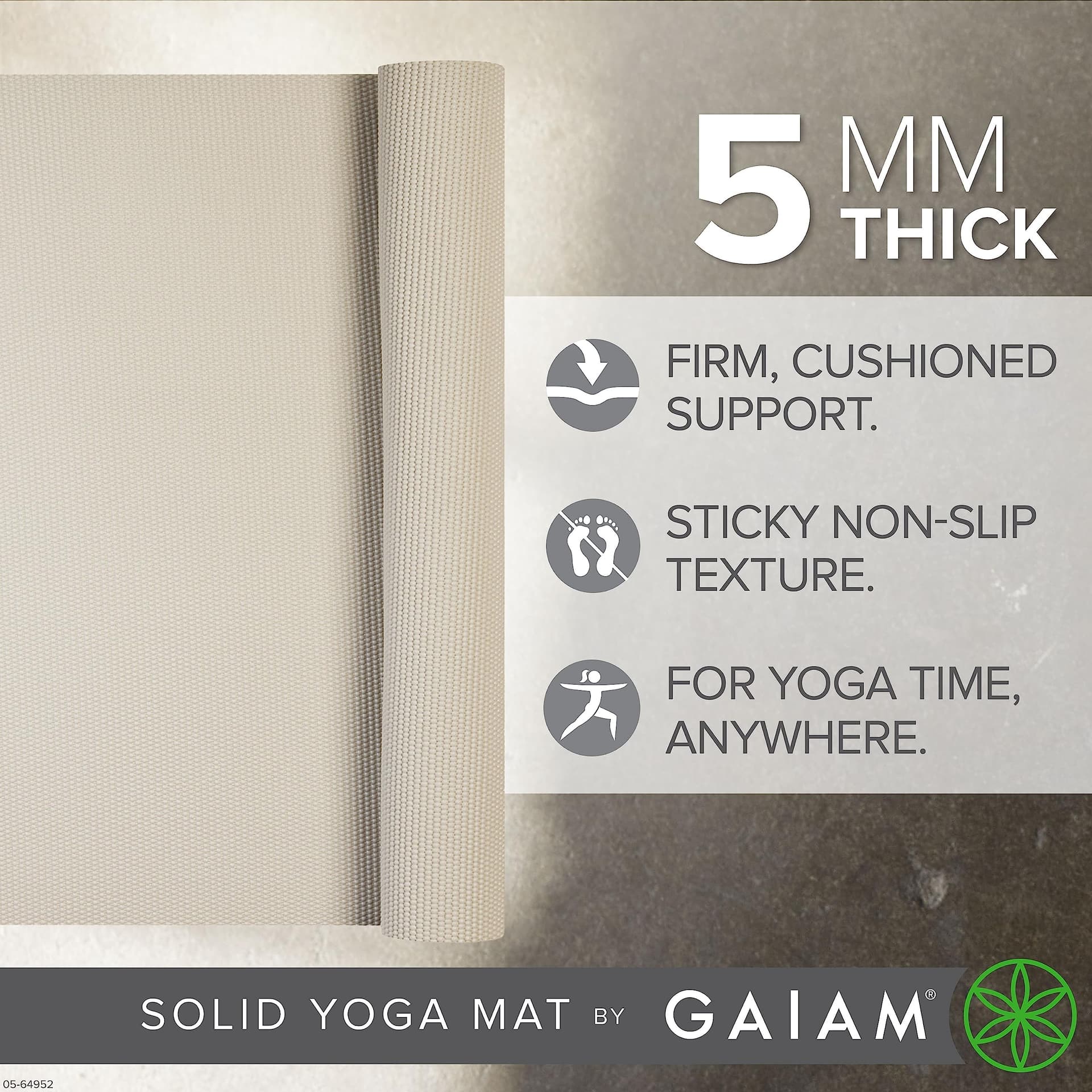 Gaiam Yoga Mat Premium Solid Color Non Slip Exercise & – Bild 2
