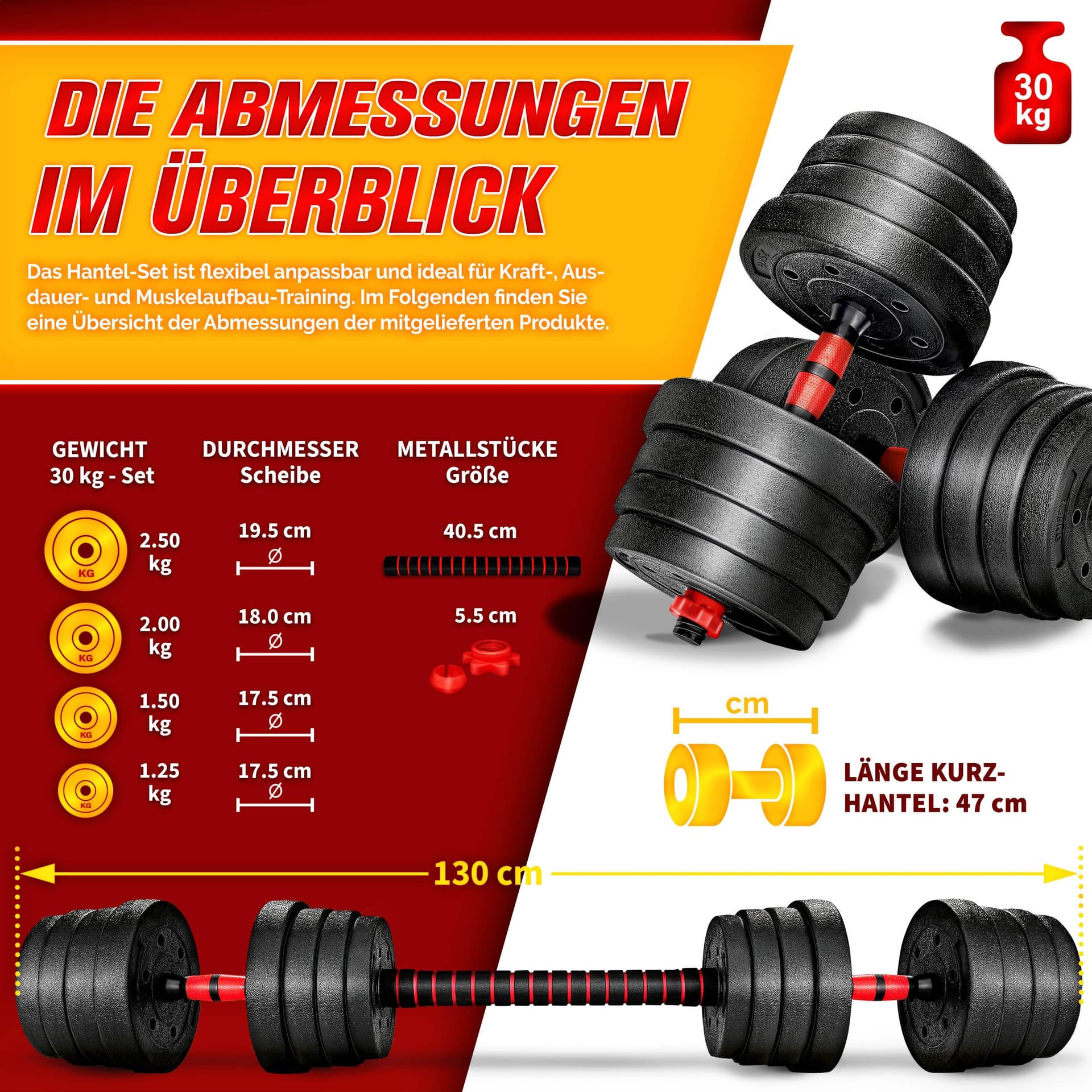 RE:SPORT 2-in-1 halterset, 30 kg – Bild 4