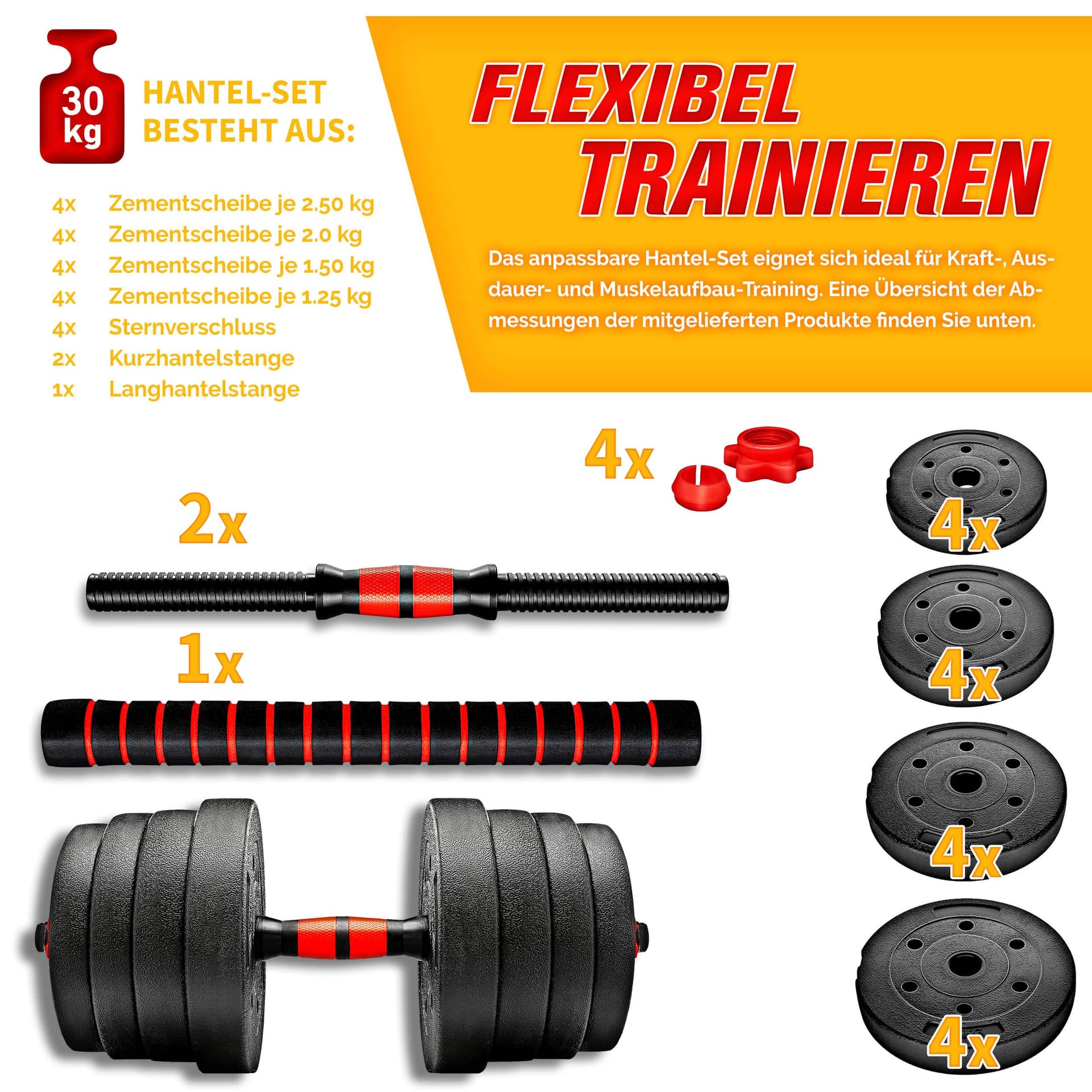 RE:SPORT 2-in-1 halterset, 30 kg – Bild 5