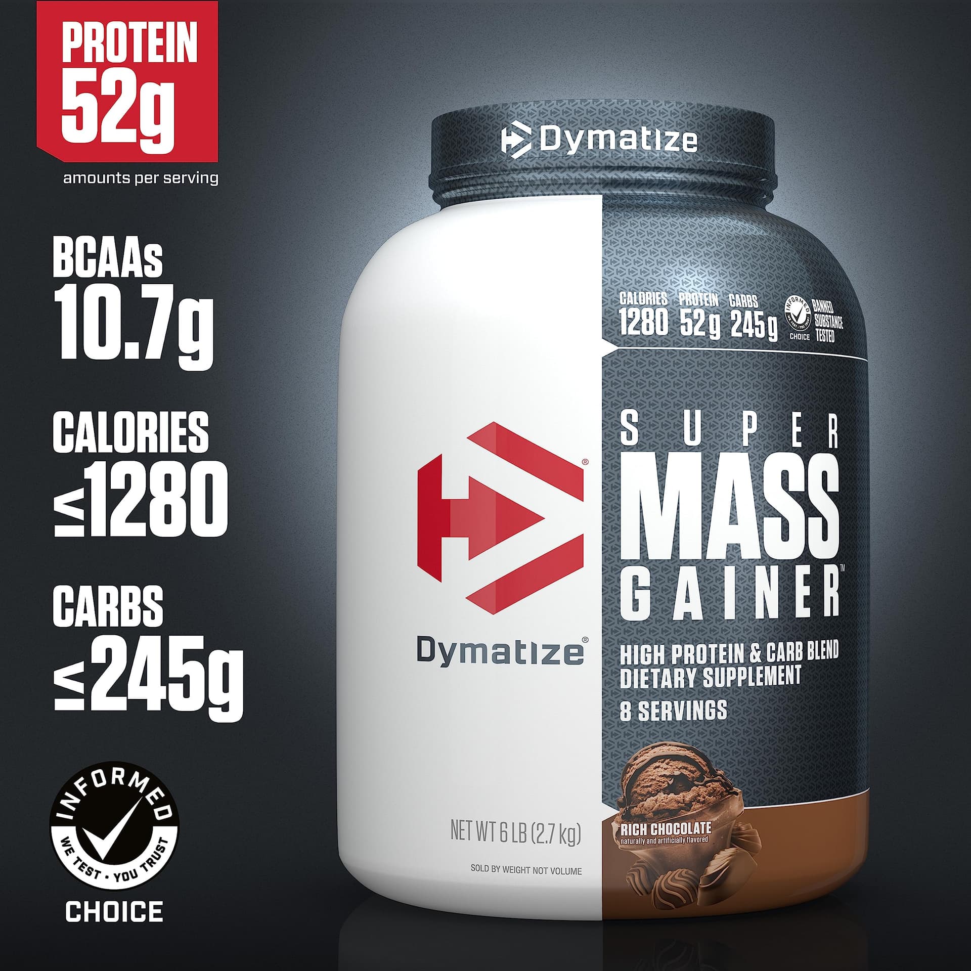 Dymatize Super Mass Gainer Protein Powder, Rich Chocolate, 52g – Bild 2