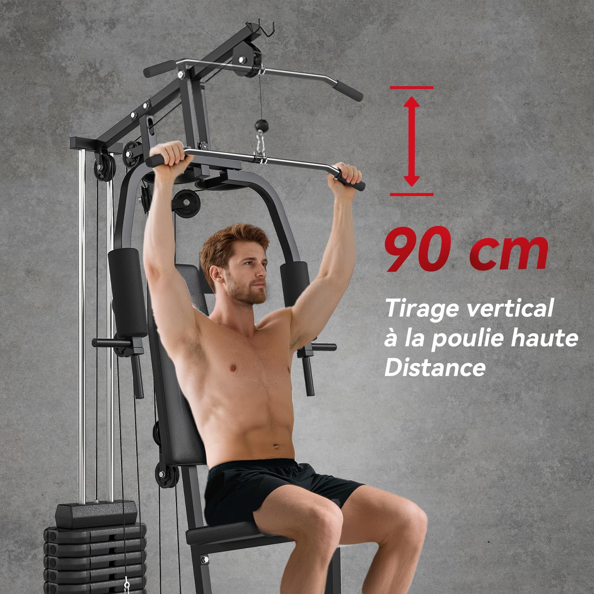 HOMCOM Fitnessstation voor krachttraining, met 9 gewichtsblokken van 5 kg – Bild 6