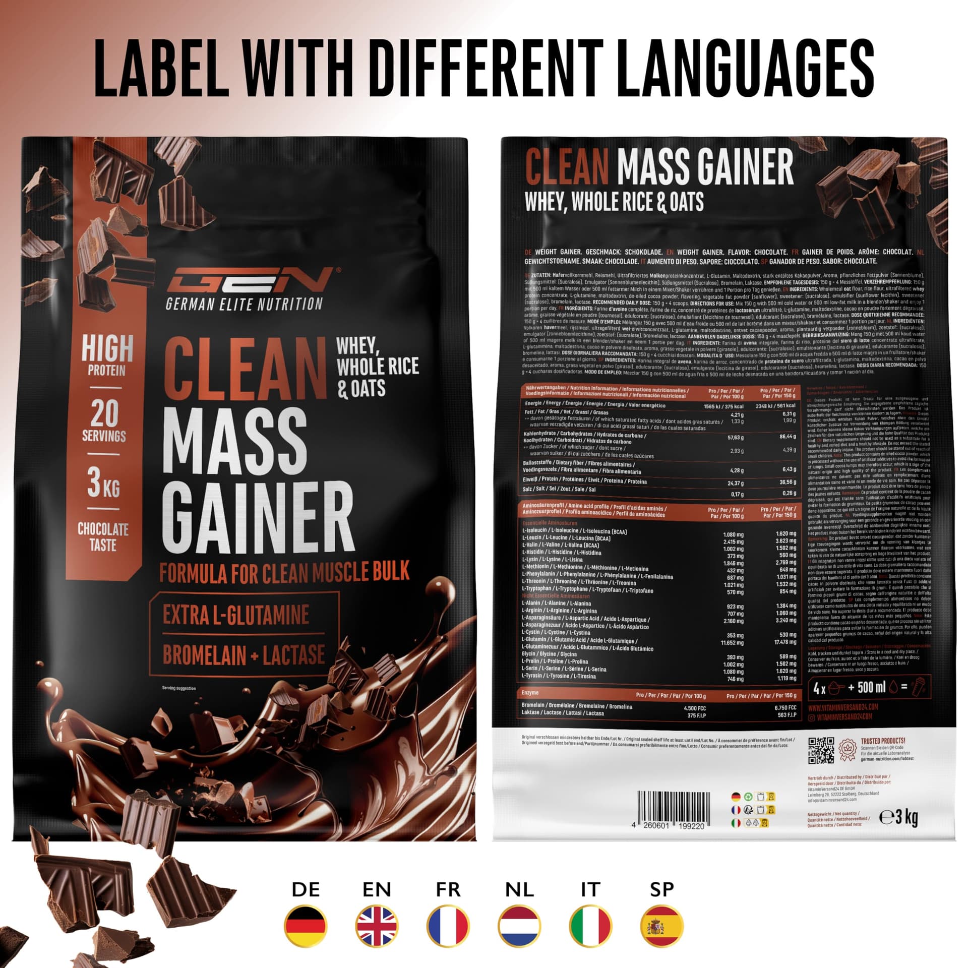 Clean Weight Gainer - 3 kg – Bild 7