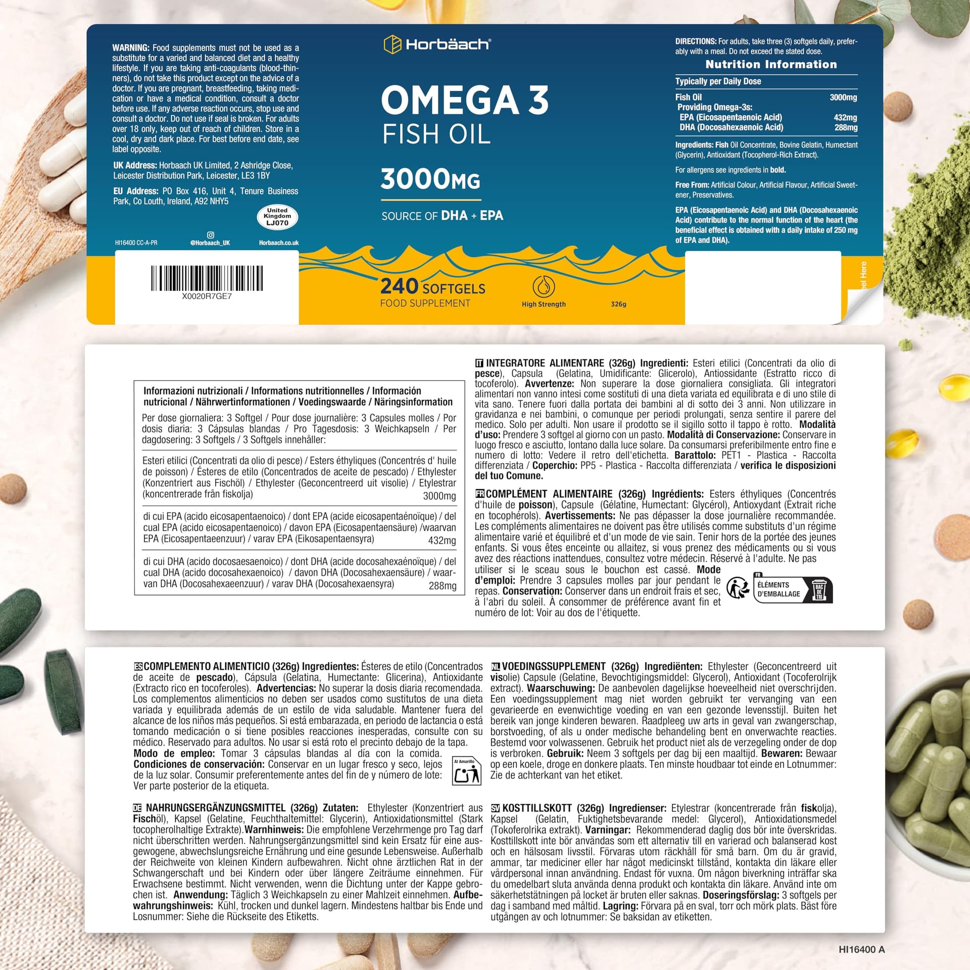 Horbäach Omega 3 Olio di Pesce 3000mg – Bild 4
