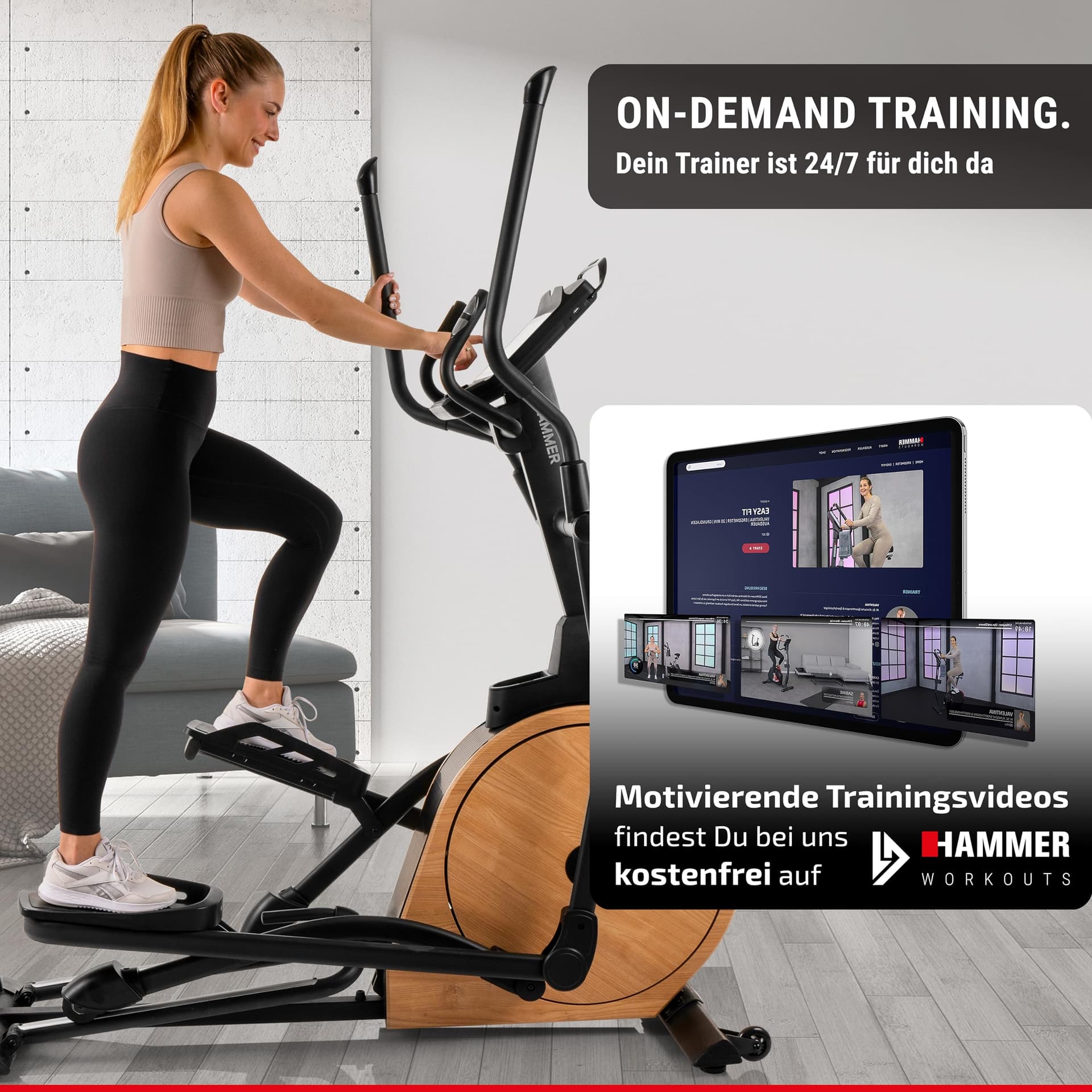 HAMMER Ellipsentrainer CrossPace 7.0 NorsK, 3-fache Steigung, 16 Programme, 20 kg – Bild 2