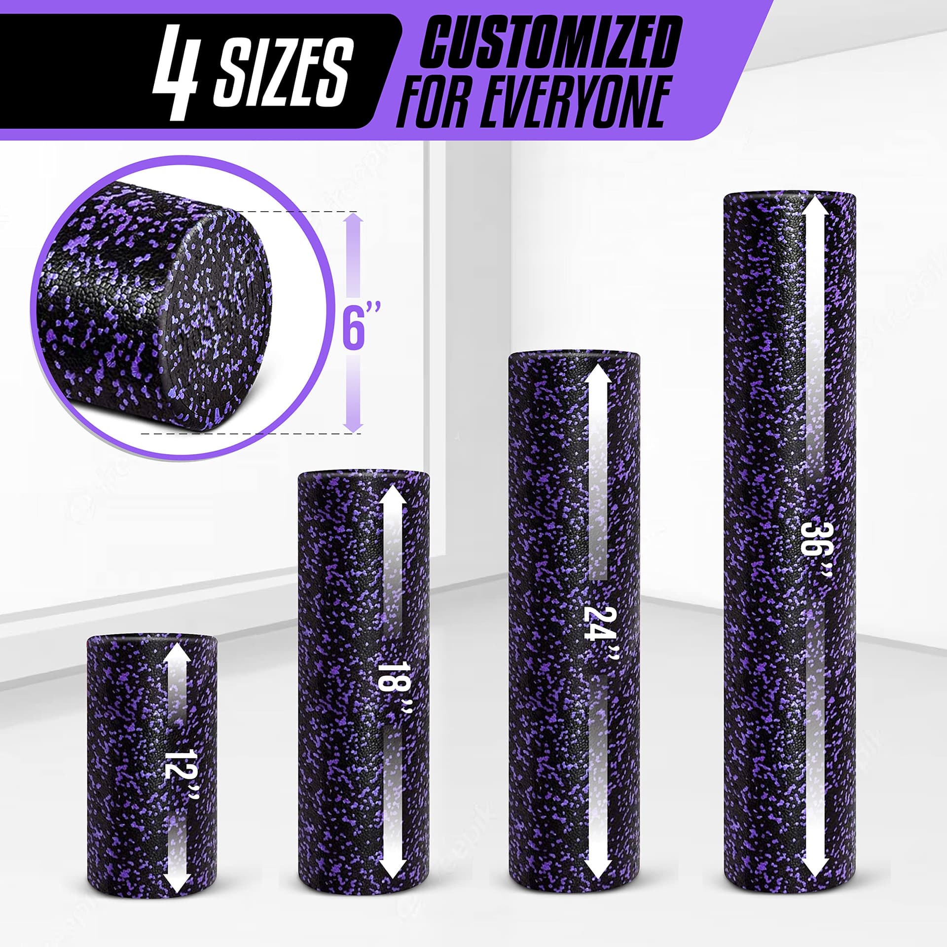 Yes4All Hochdichte Faszienrolle 30/45/60/90 CM Foam Roller – Bild 6