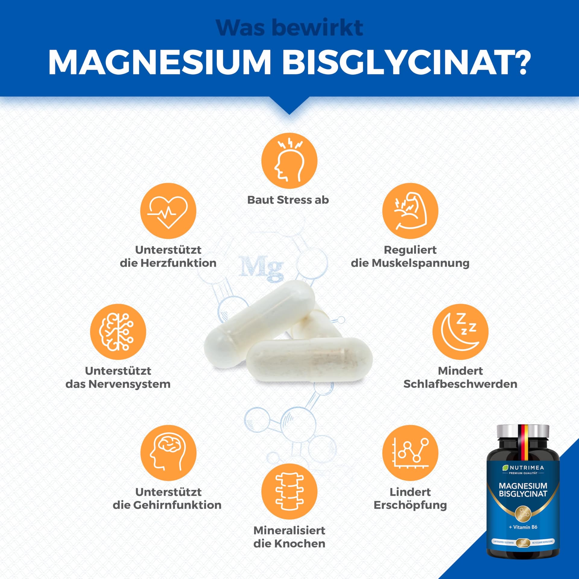 Nutri Magnesium Bisglycinat Premium + Vitamin B6 – Bild 7