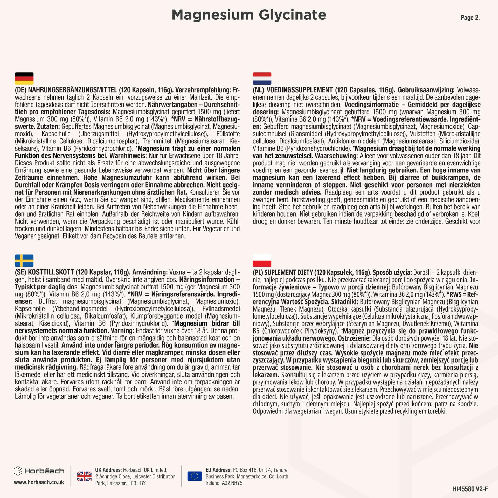 Horbäach Magnesium Glycinate 1500mg – Bild 5
