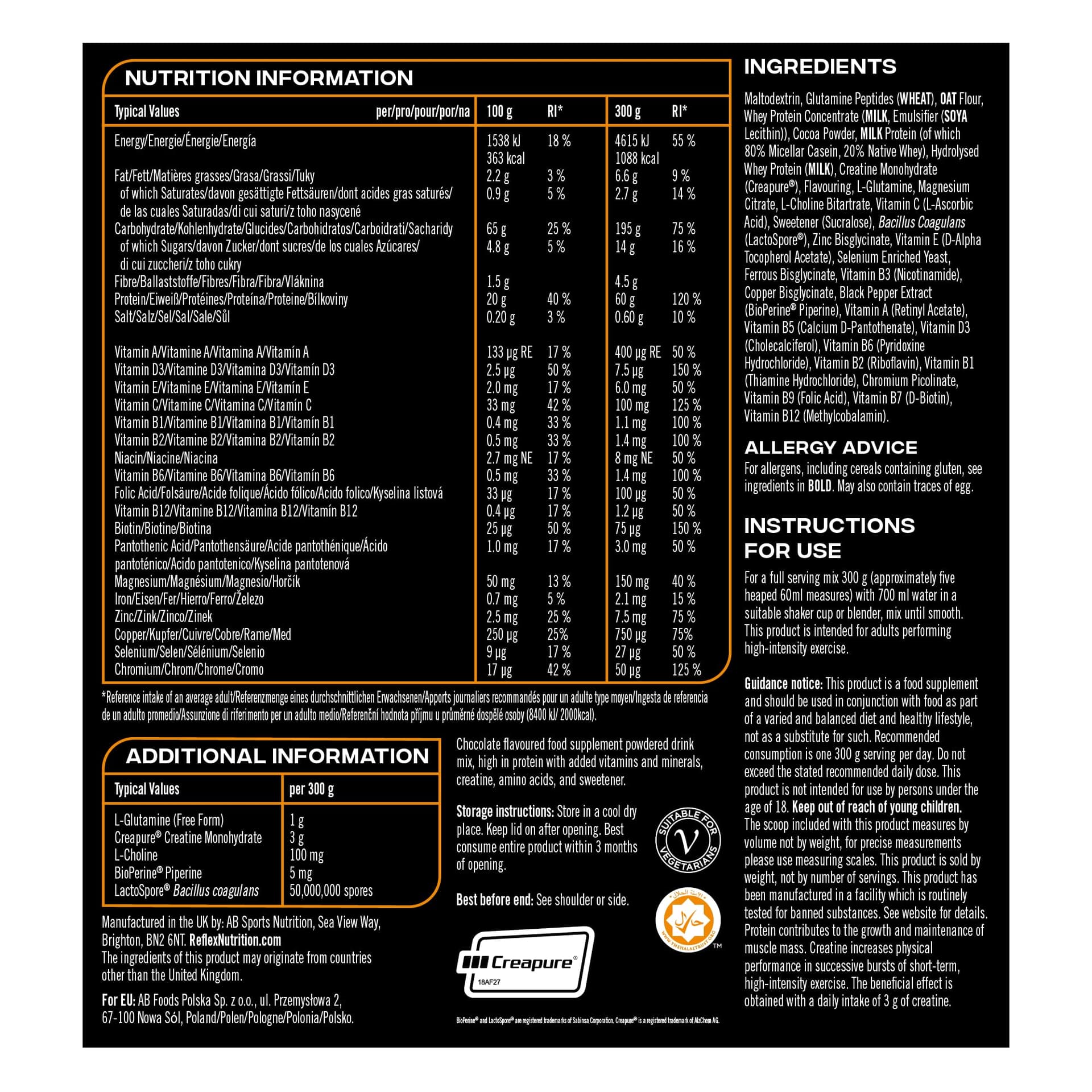 Reflex Nutrition Instant Mass Heavyweight - Mass Gainer - Over 1000 Kcal per Serving, 60g – Bild 6