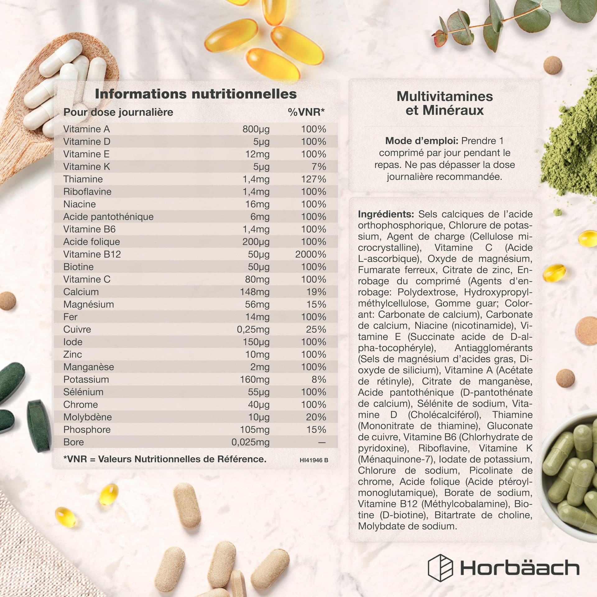 Horbäach Multivitamines et Minéraux pour Homme y Femme – Bild 3