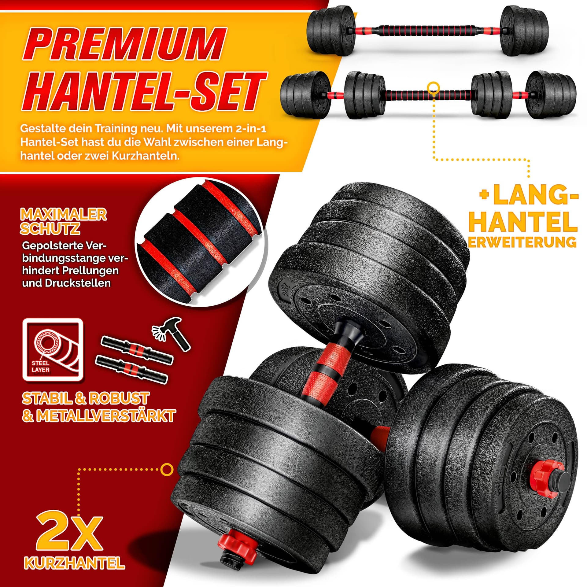 RE:SPORT 2-in-1 halterset, 30 kg – Bild 2