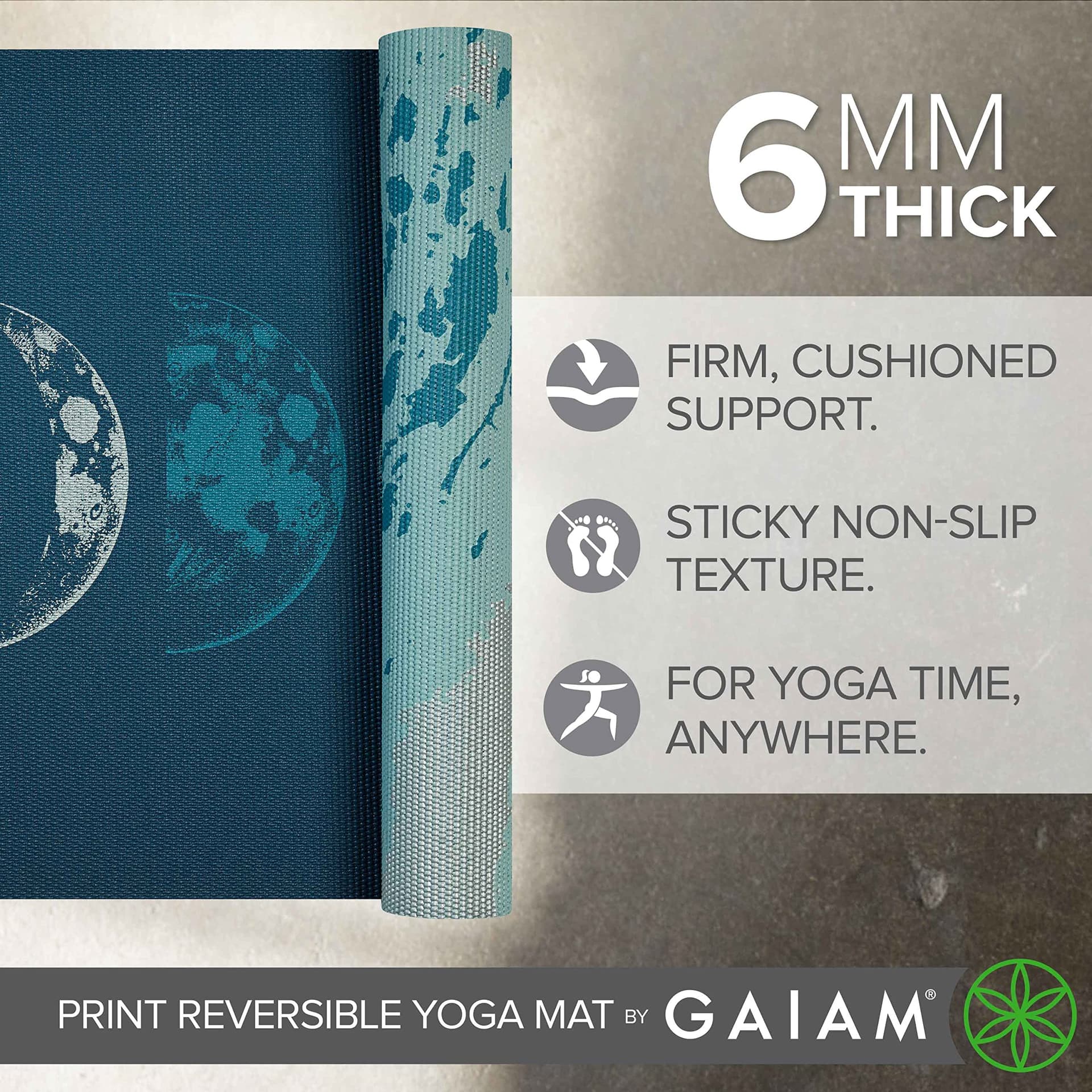 Gaiam Yoga Mat Premium Print Reversible Extra Thick Non – Bild 3