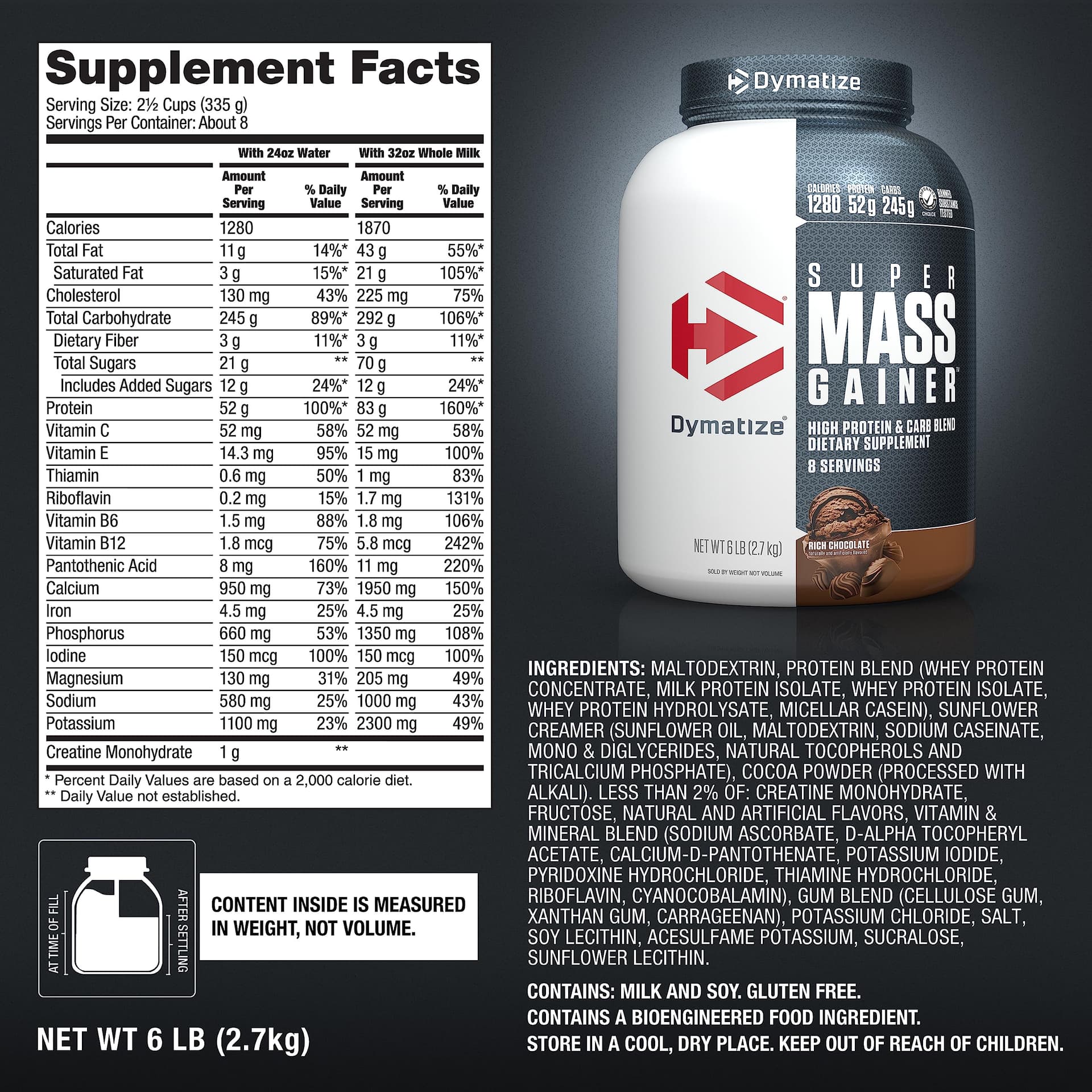 Dymatize Super Mass Gainer Protein Powder, Rich Chocolate, 52g – Bild 5