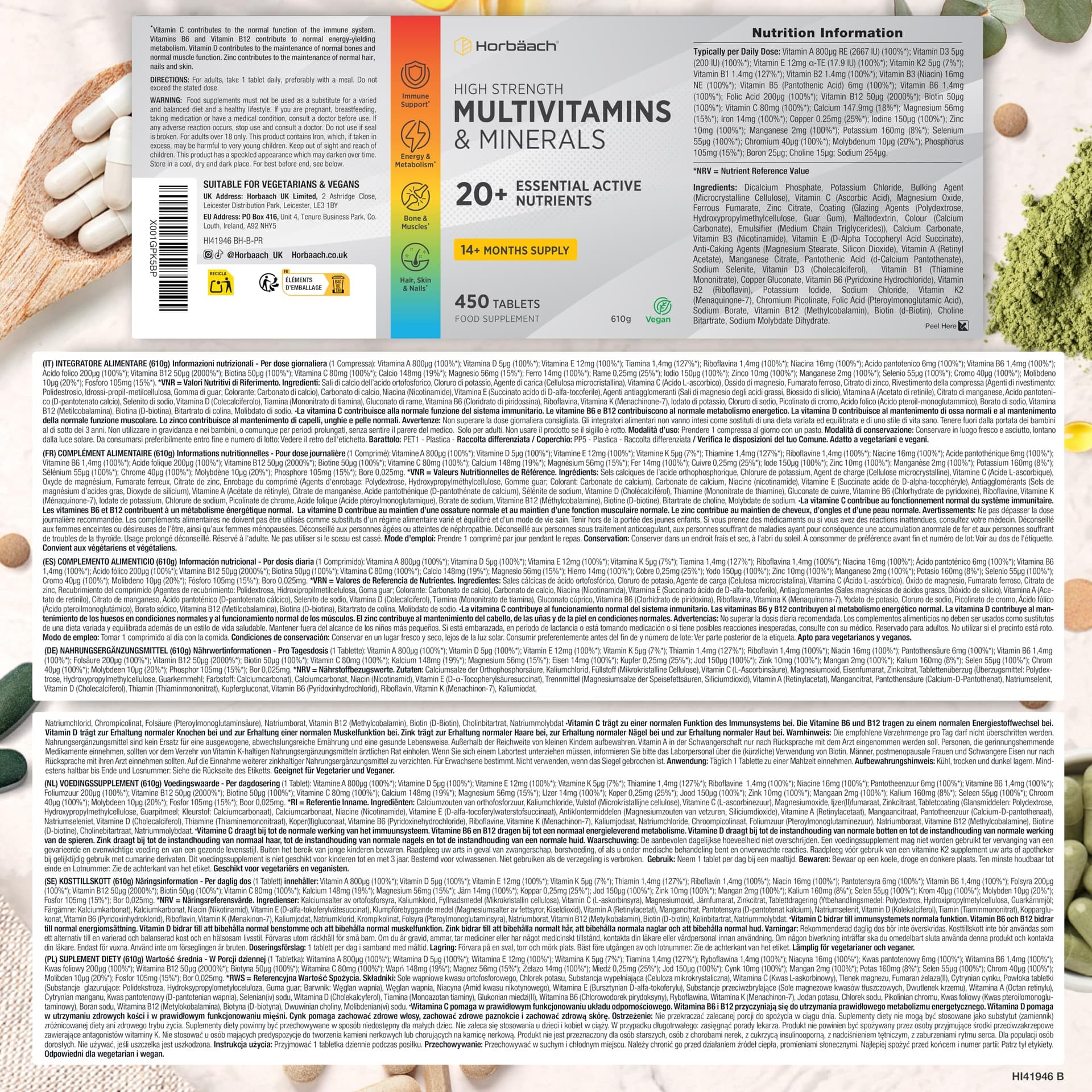 Horbäach Multivitamines et Minéraux pour Homme y Femme – Bild 4