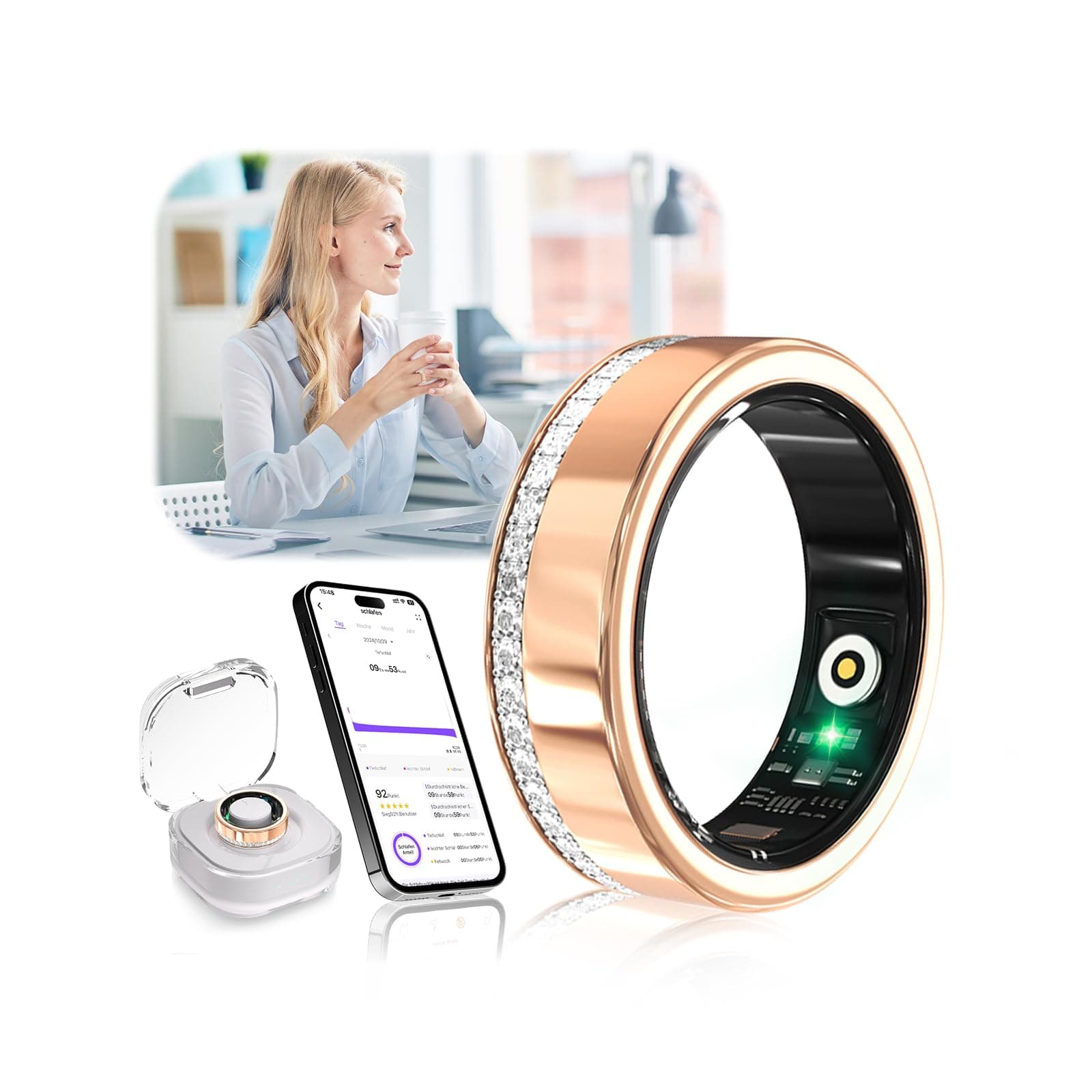 XSWCCJJ XSWCCJJ 10. Gen Diamant Smart Ring und Kabelloses