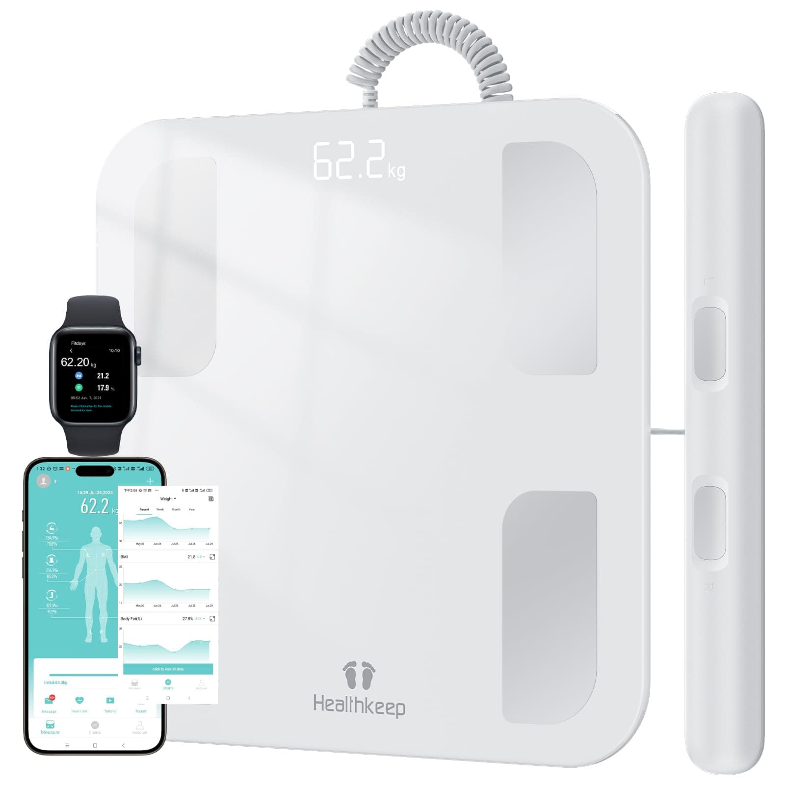 Healthkeep Pèse Personne Impédancemètre Balance Connectée avec 8