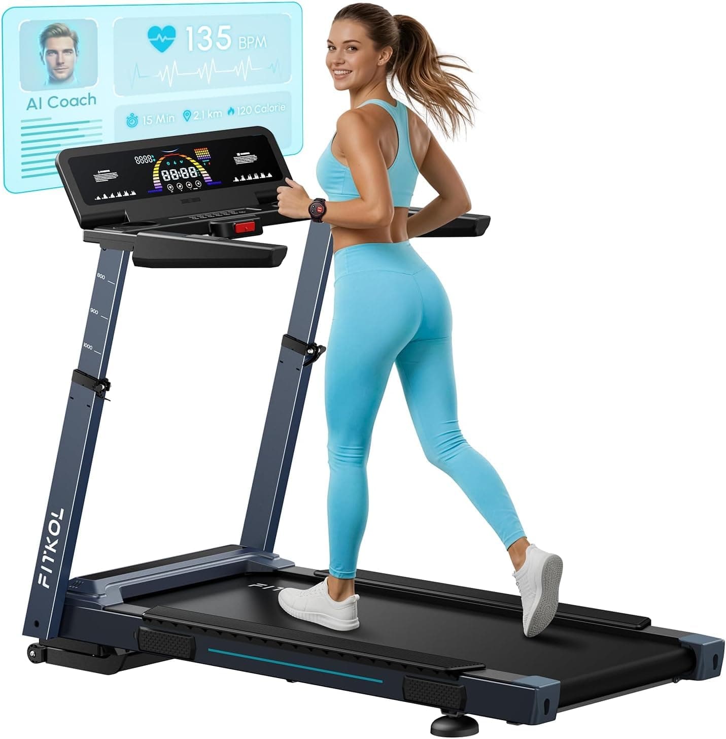 FITKOL KI-adaptiver Smarter Laufband für Zuhause 16.5km/h mit