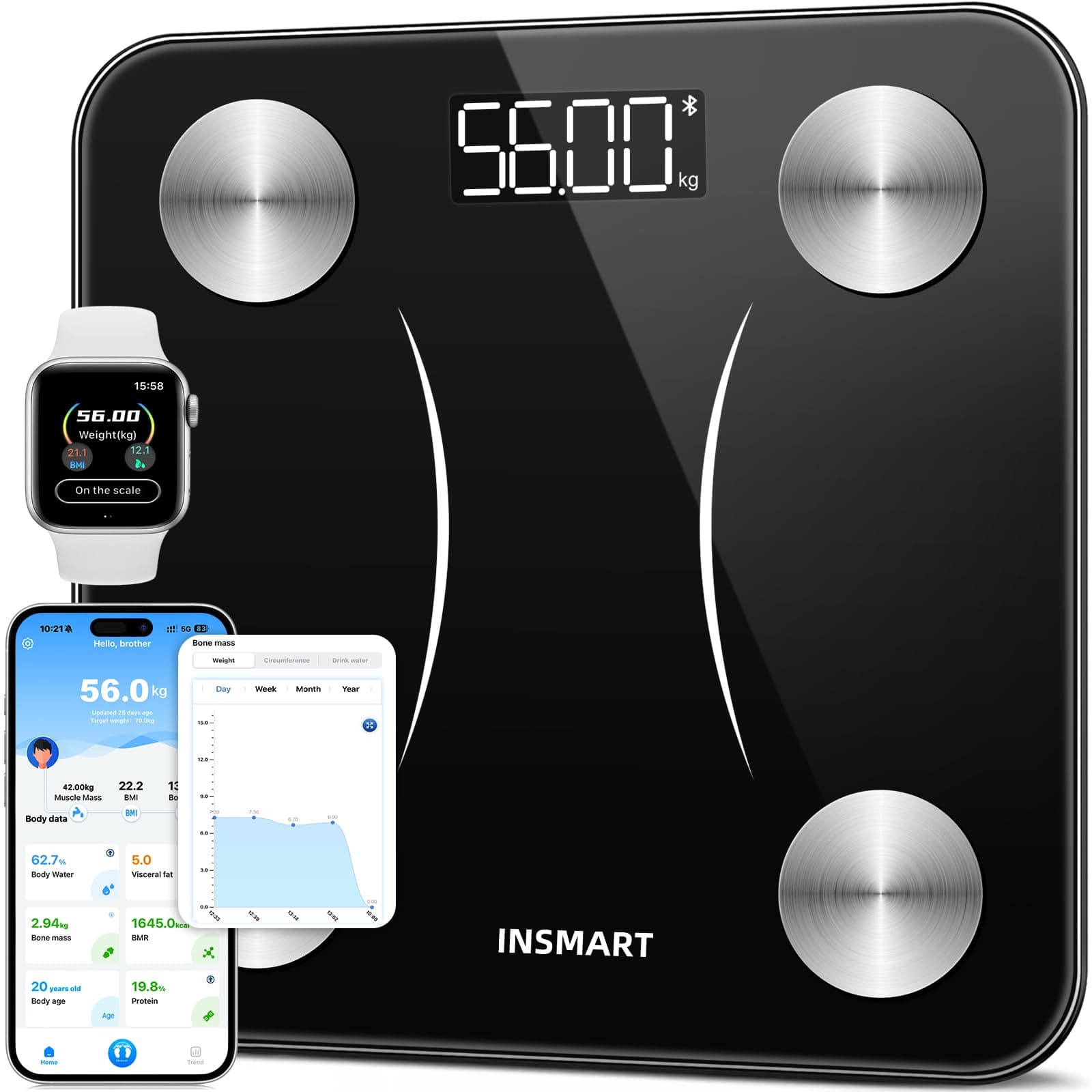 INSMART Bluetooth Body Fat Scales