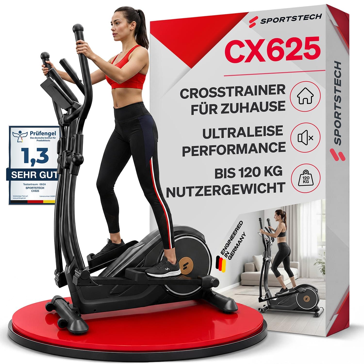 Sportstech Sportstech CX625 Crosstrainer für Zuhause, Ellipsentrainer mit 32 Widerstandsstufen, 15 kg
