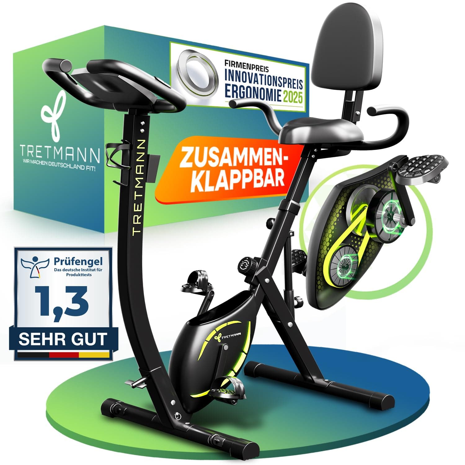 TRETMANN Tretmann NEU 3in1 Heimtrainer Fahrrad klappbar -extra
