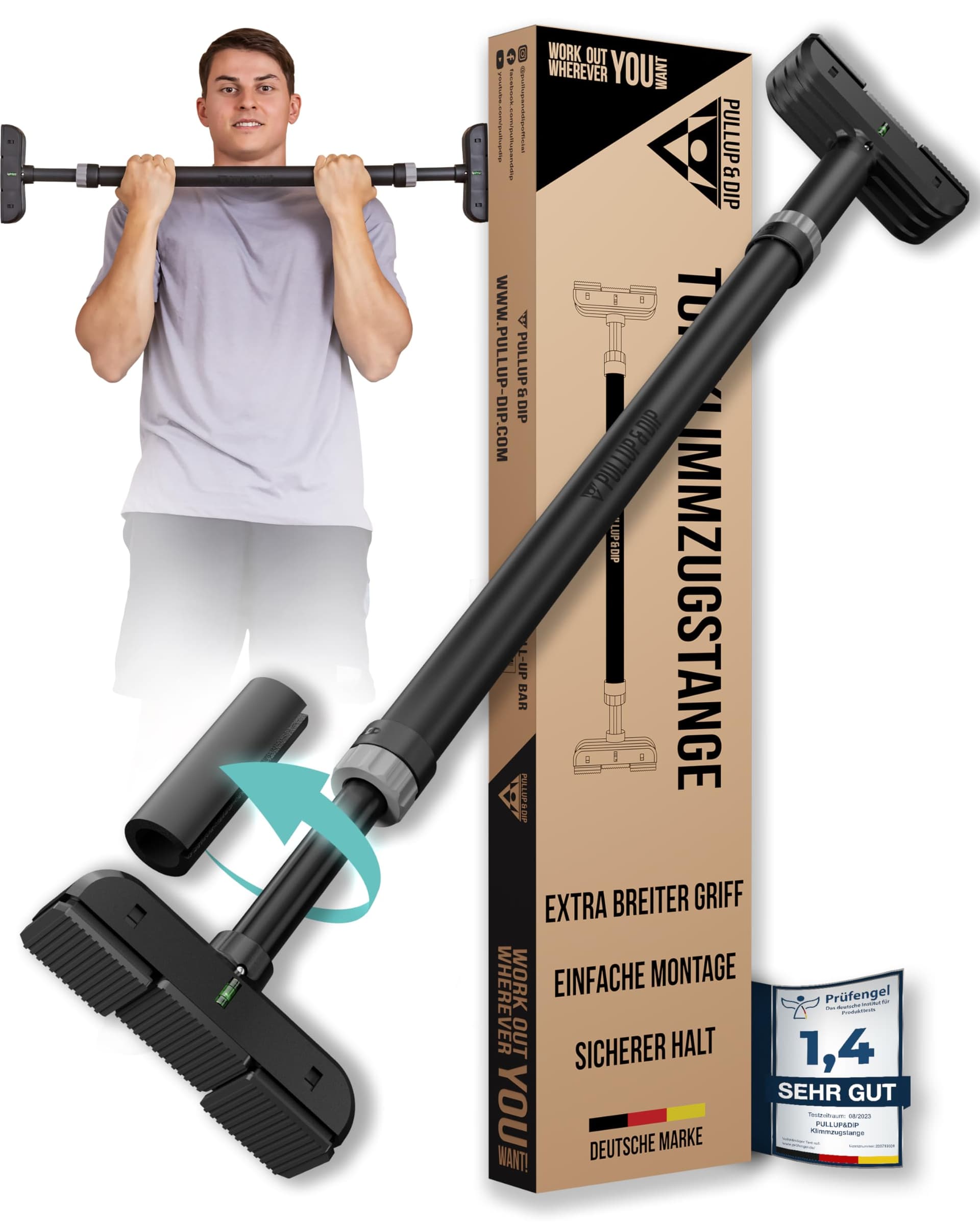 PULLUP PULLUP & DIP Klimmzugstange für Türrahmen zum Einhängen