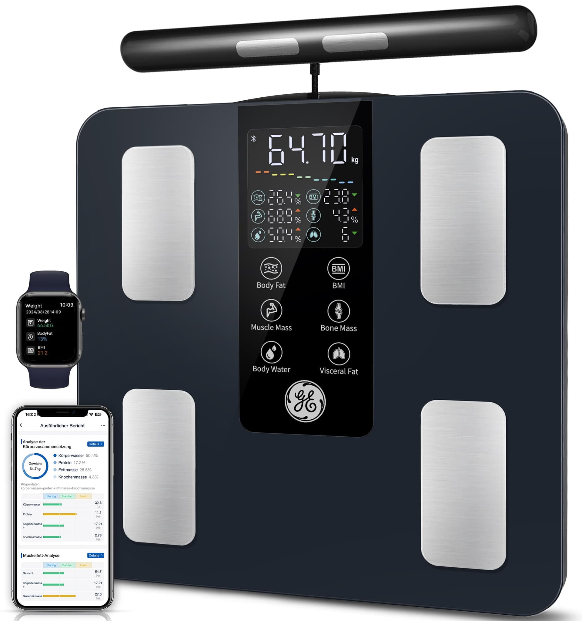 Global eFit GE Körperfettwaage Smart Waage Personen: Digitale Waage mit