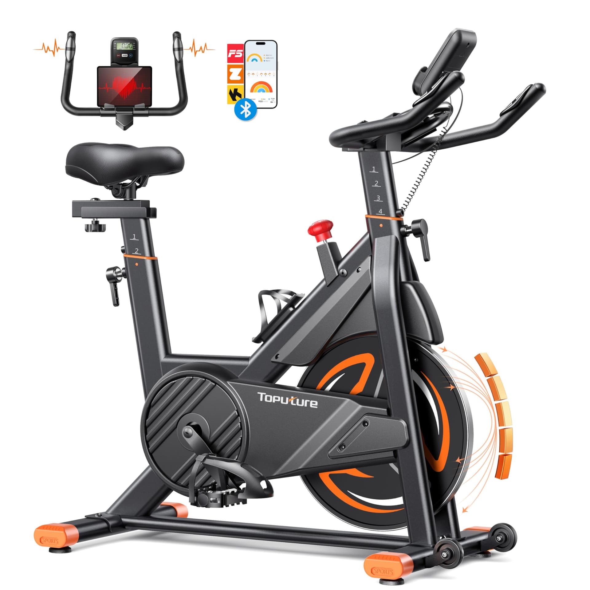 Toputure Neu Toputure Heimtrainer Fahrrad mit Pulsmessung und APP